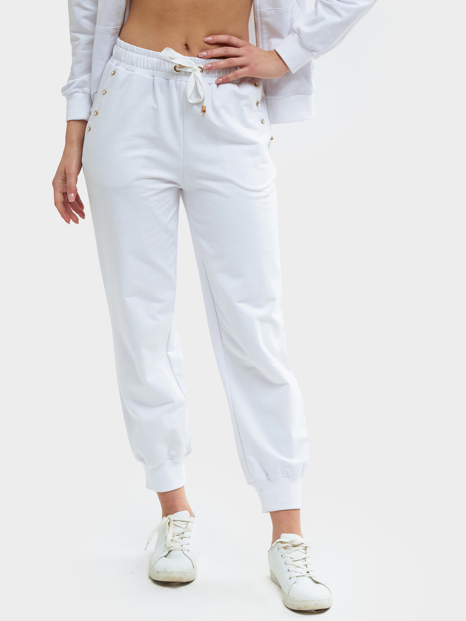 Influencer Pantaloni auriu / transparent / alb - Pled.ro