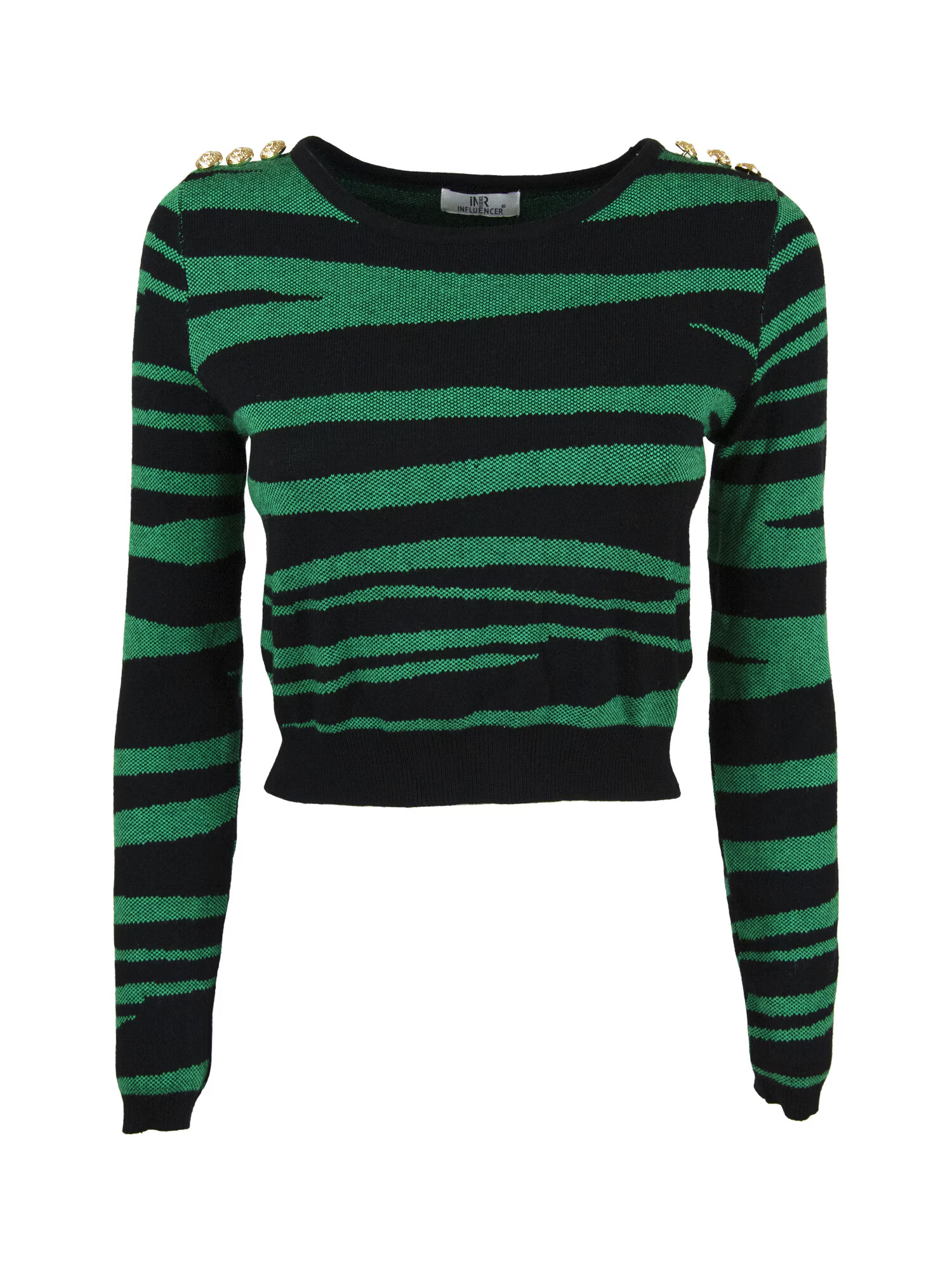 Influencer Pulover 'Animalier' verde / negru - Pled.ro