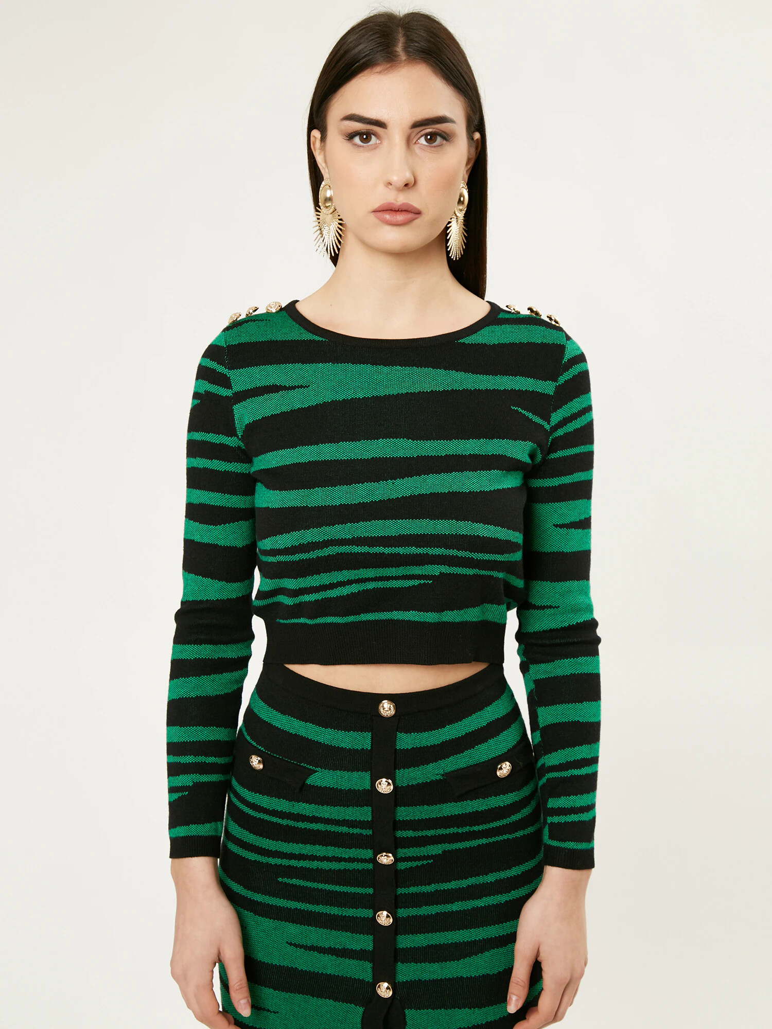 Influencer Pulover 'Animalier' verde / negru - Pled.ro