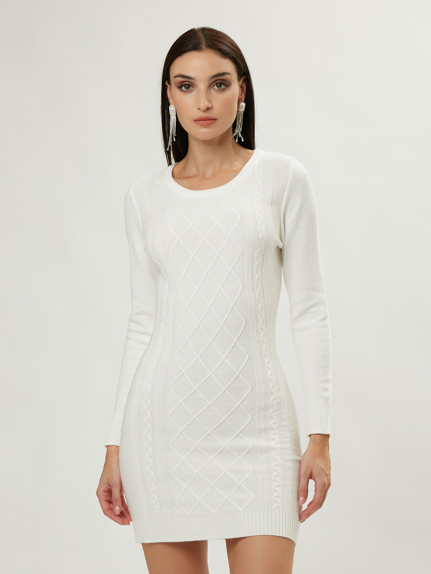 Influencer Rochie tricotat alb - Pled.ro