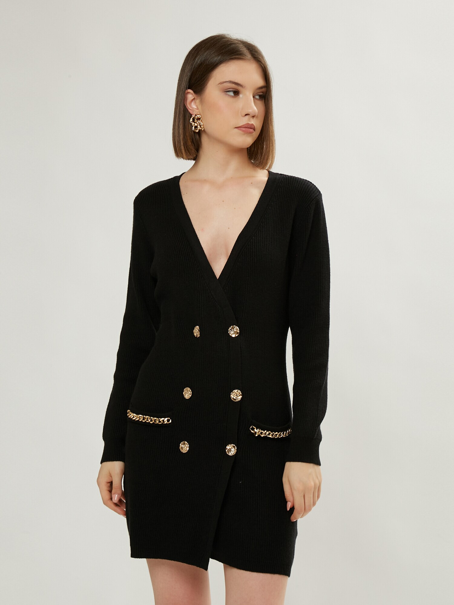 Influencer Rochie tricotat negru - Pled.ro