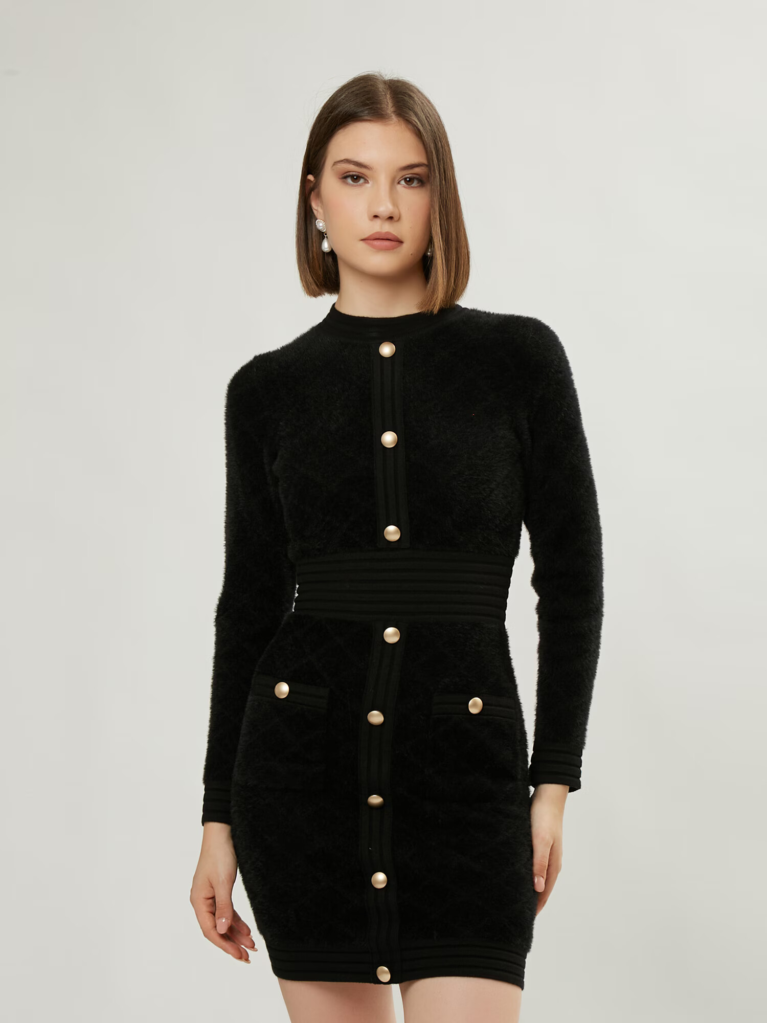 Influencer Rochie tricotat negru - Pled.ro