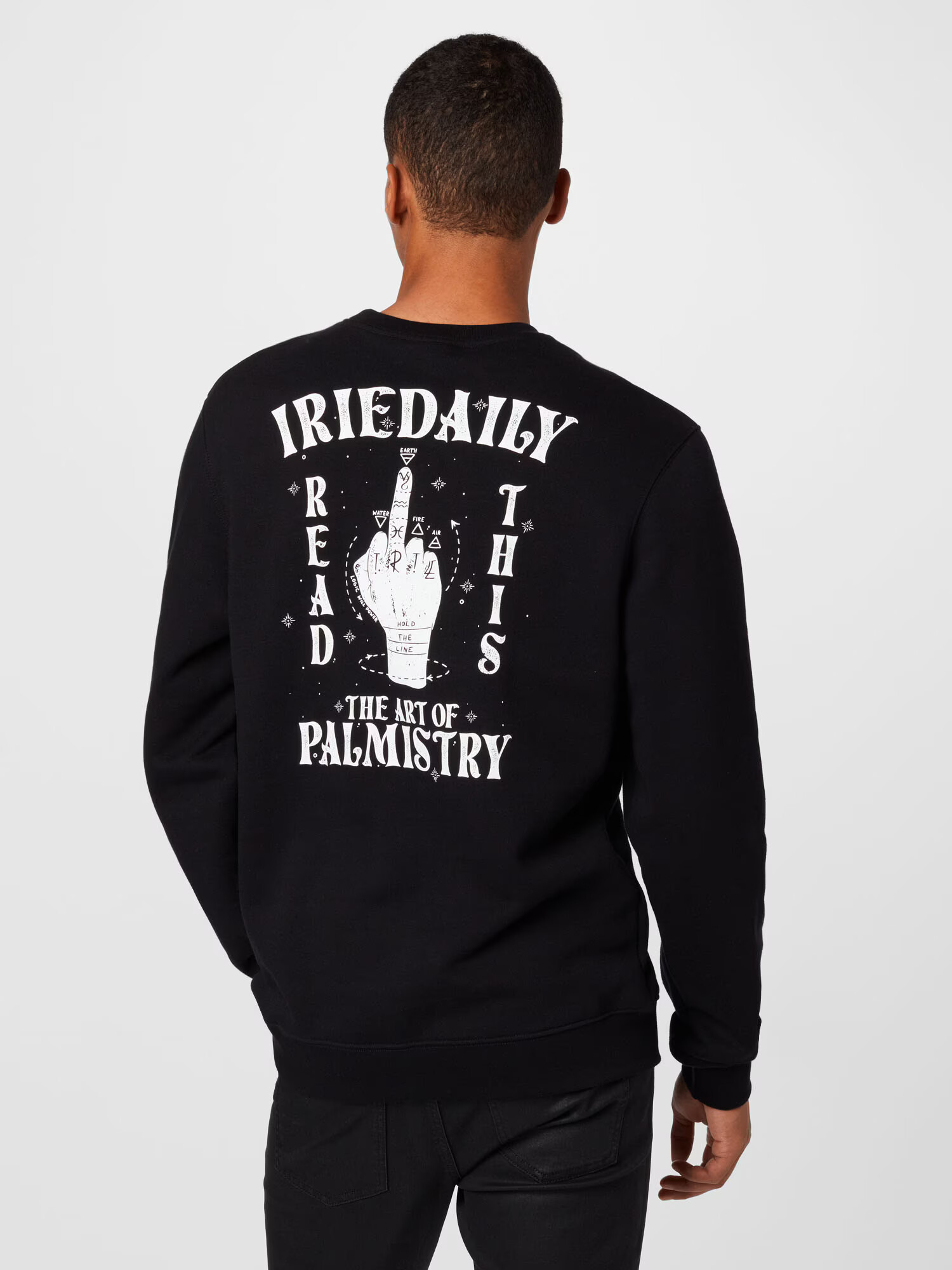 Iriedaily Bluză de molton 'Palmistry Crew' gri / negru / alb - Pled.ro