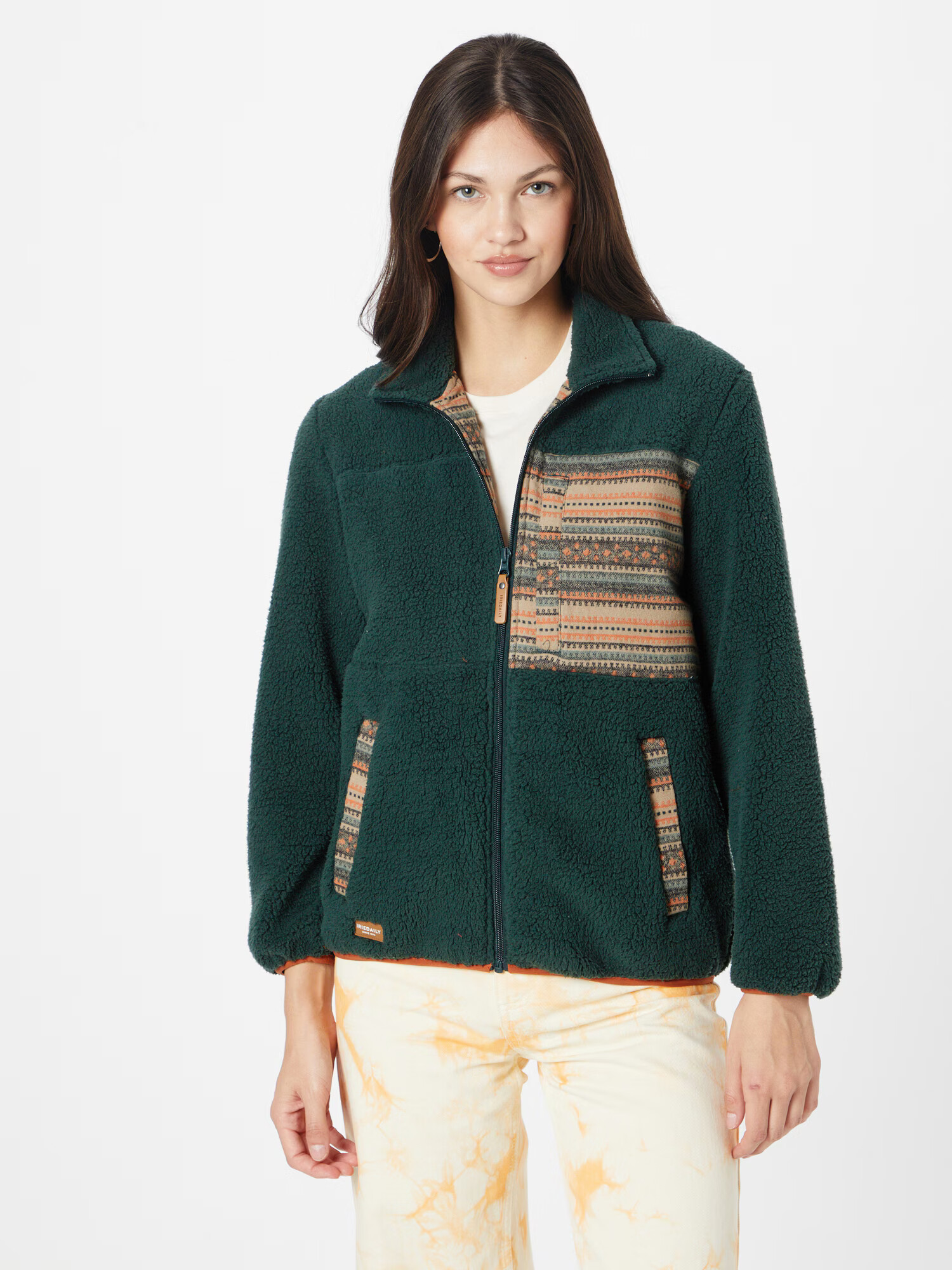 Iriedaily Jachetă fleece 'Arkta' maro deschis / verde / portocaliu - Pled.ro