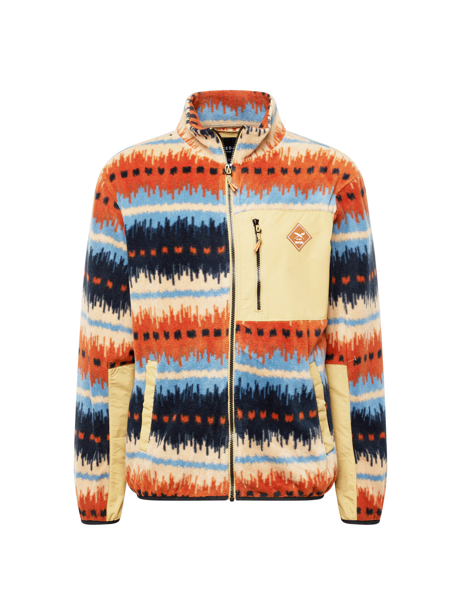 Iriedaily Jachetă fleece 'Santacho' nisipiu / bleumarin / albastru deschis / portocaliu neon - Pled.ro