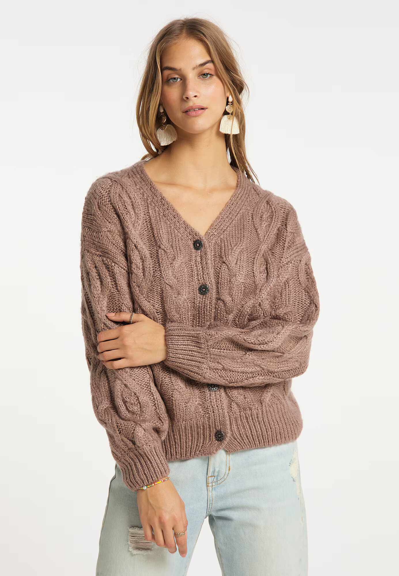 IZIA Cardigan dimensiuni mari mauve - Pled.ro