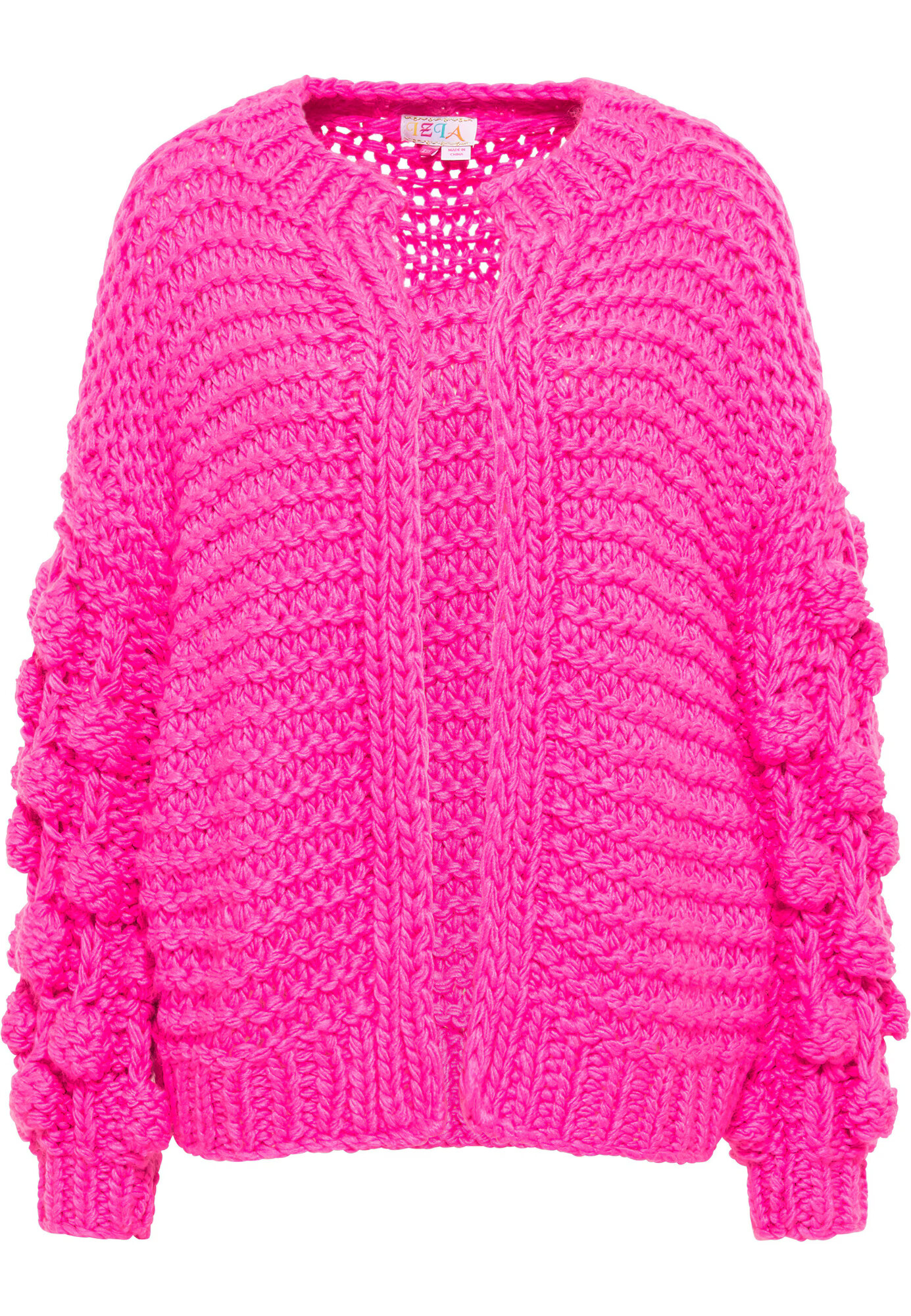 IZIA Cardigan dimensiuni mari roz neon - Pled.ro