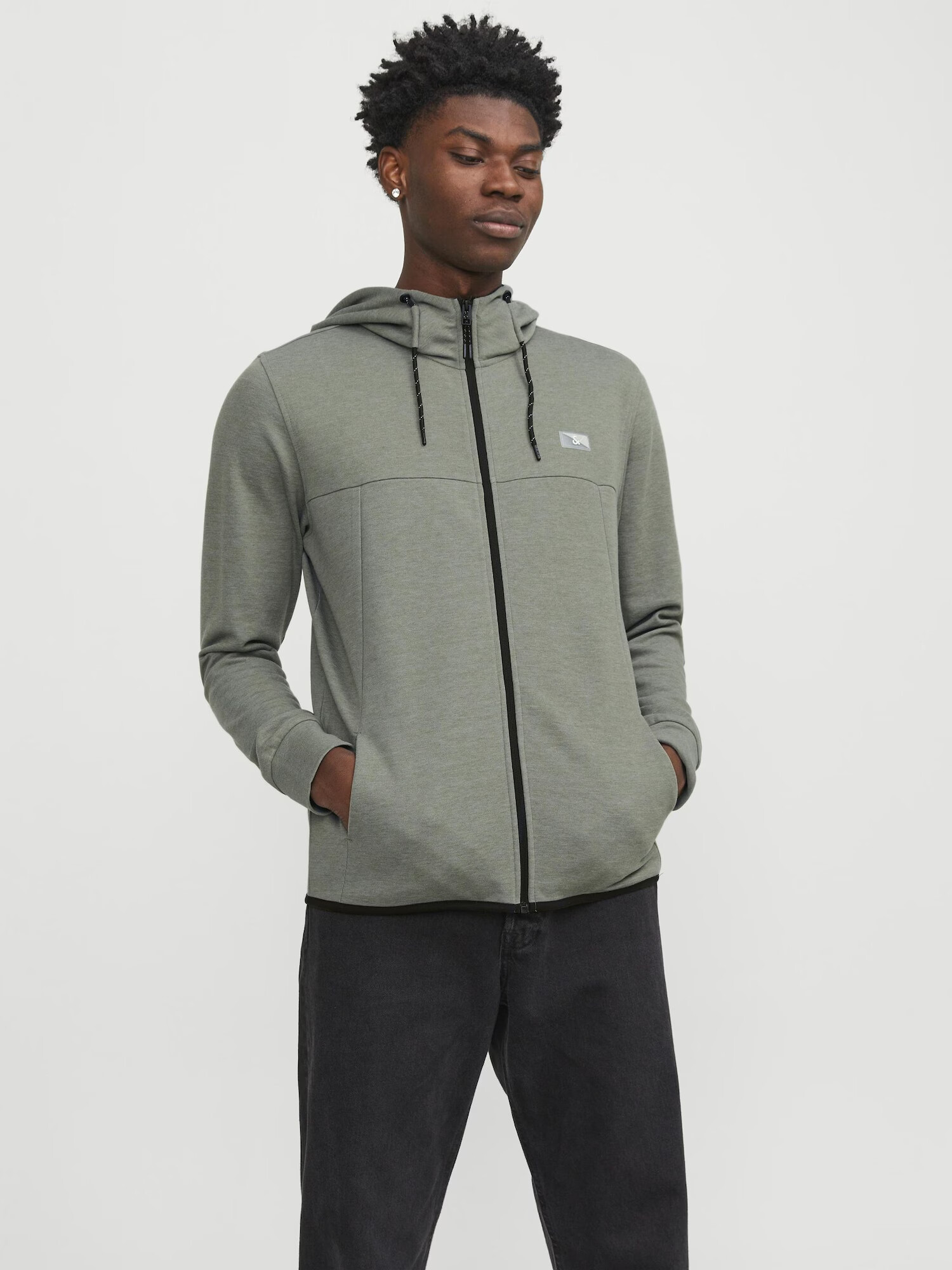 JACK & JONES Hanorac 'Air' gri / alb - Pled.ro