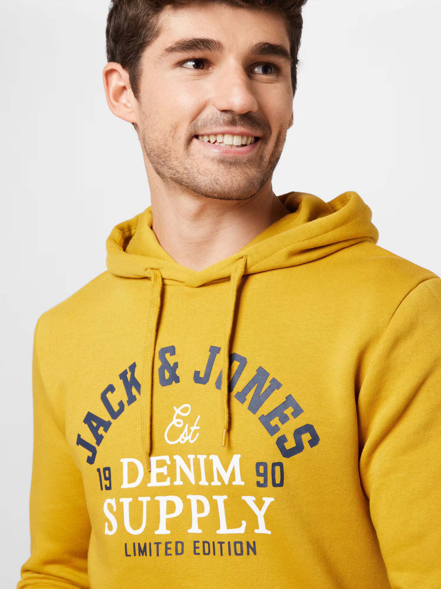 JACK & JONES Bluză de molton albastru marin / galben auriu / alb - Pled.ro