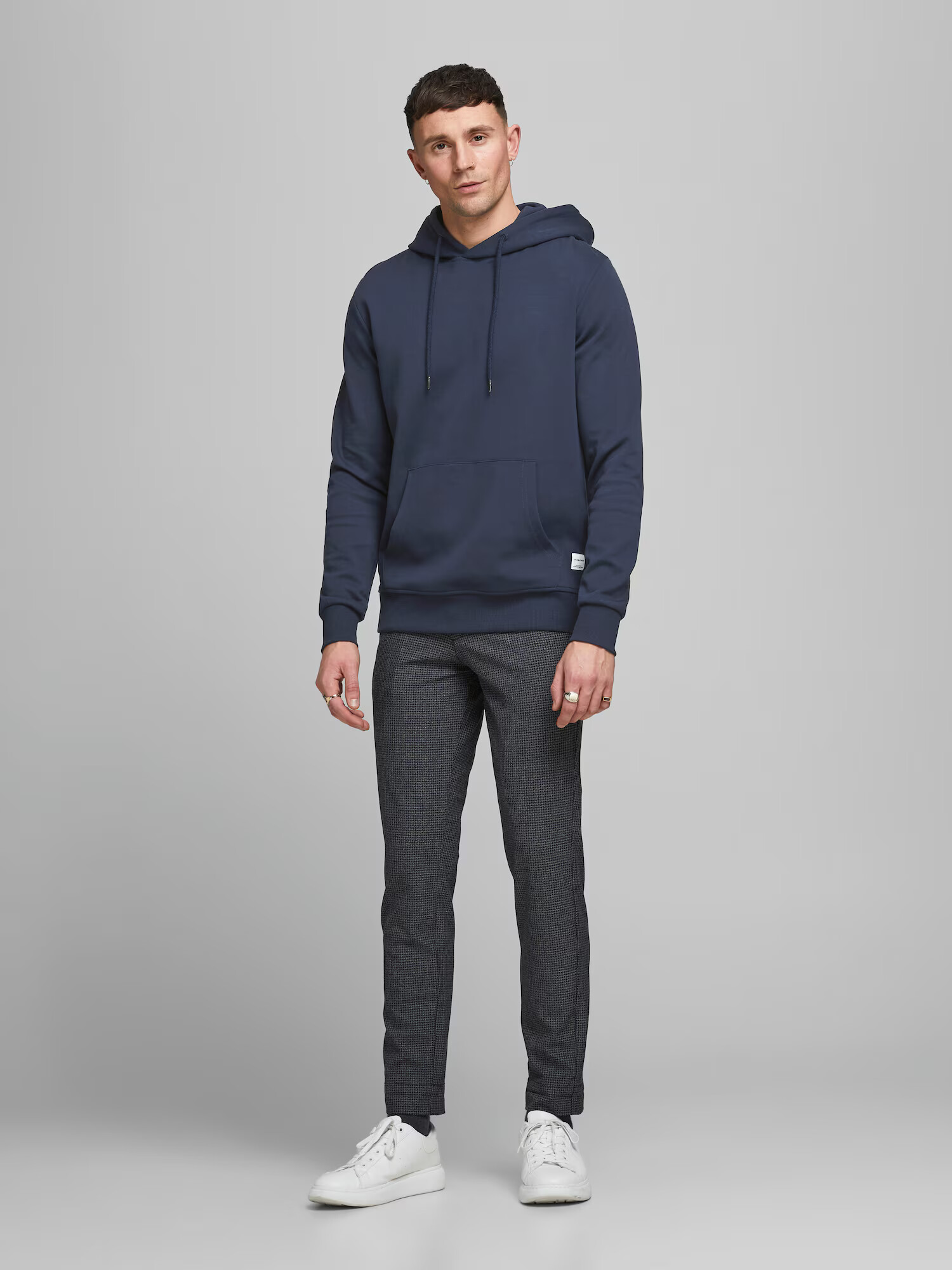 JACK & JONES Hanorac albastru noapte / alb - Pled.ro