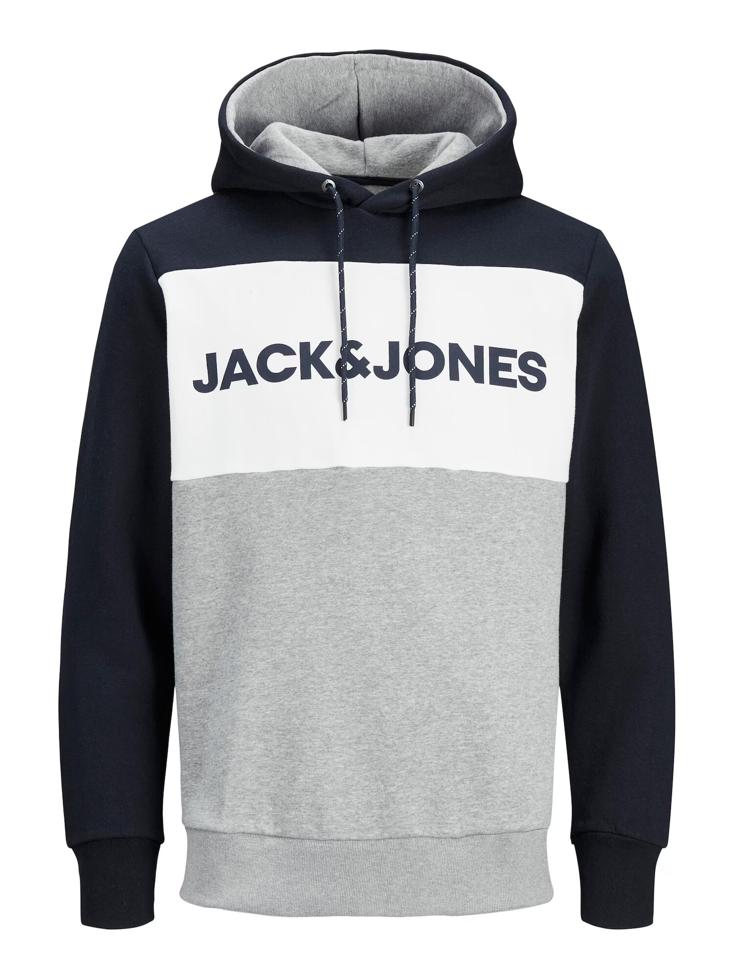 JACK & JONES Bluză de molton albastru noapte / gri amestecat / alb - Pled.ro