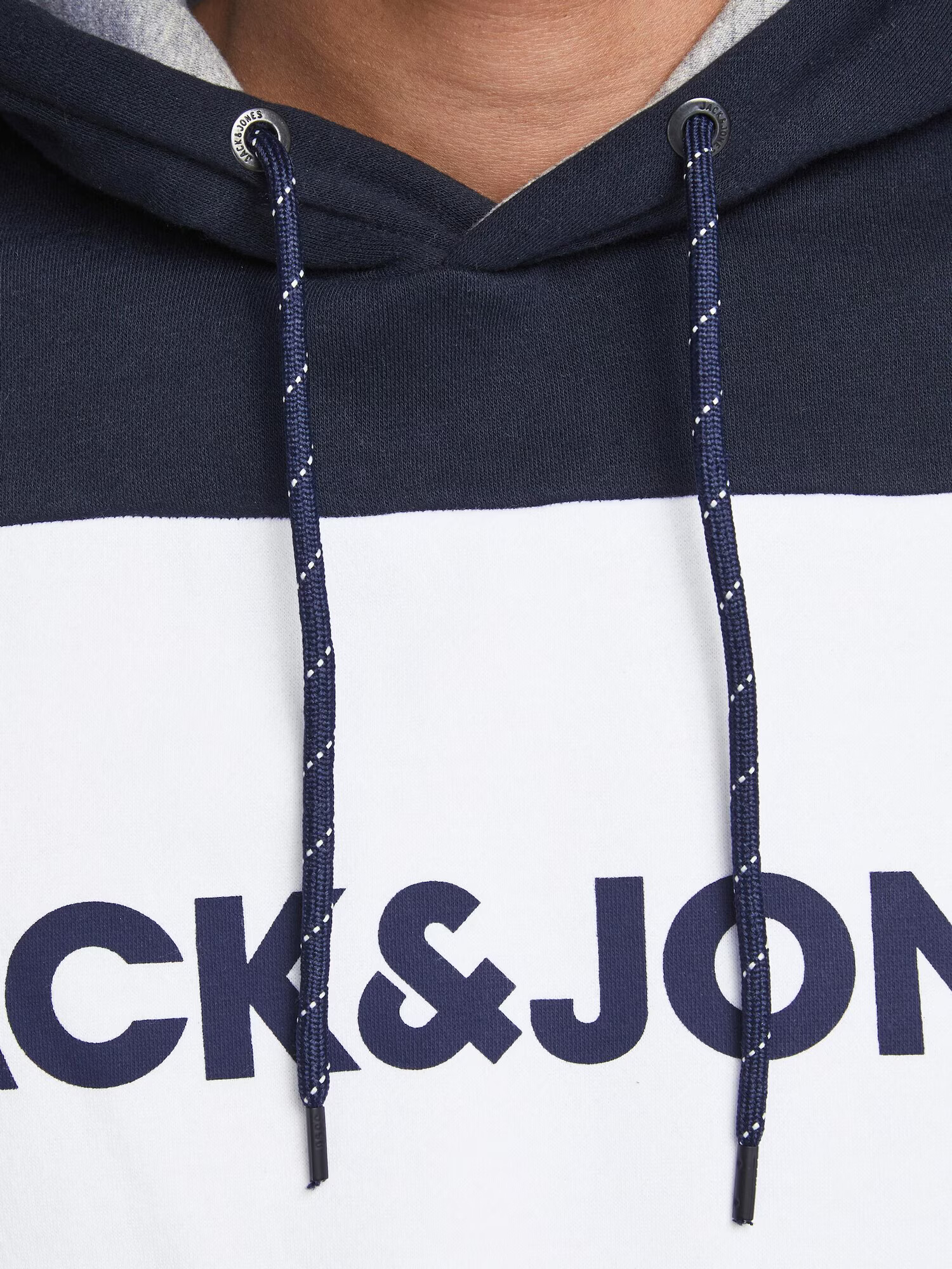 JACK & JONES Bluză de molton albastru noapte / gri amestecat / alb - Pled.ro