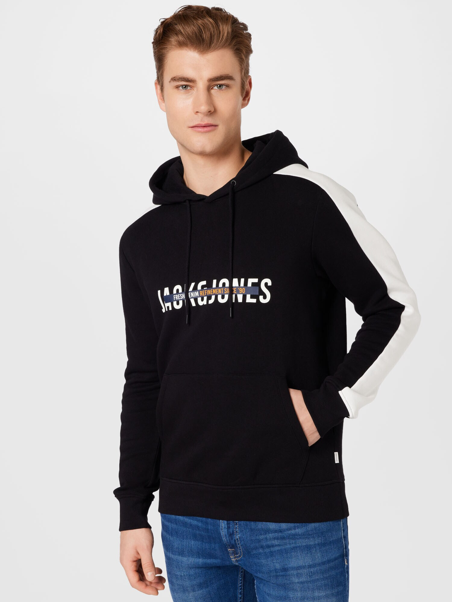 JACK & JONES Bluză de molton albastru noapte / negru / alb - Pled.ro