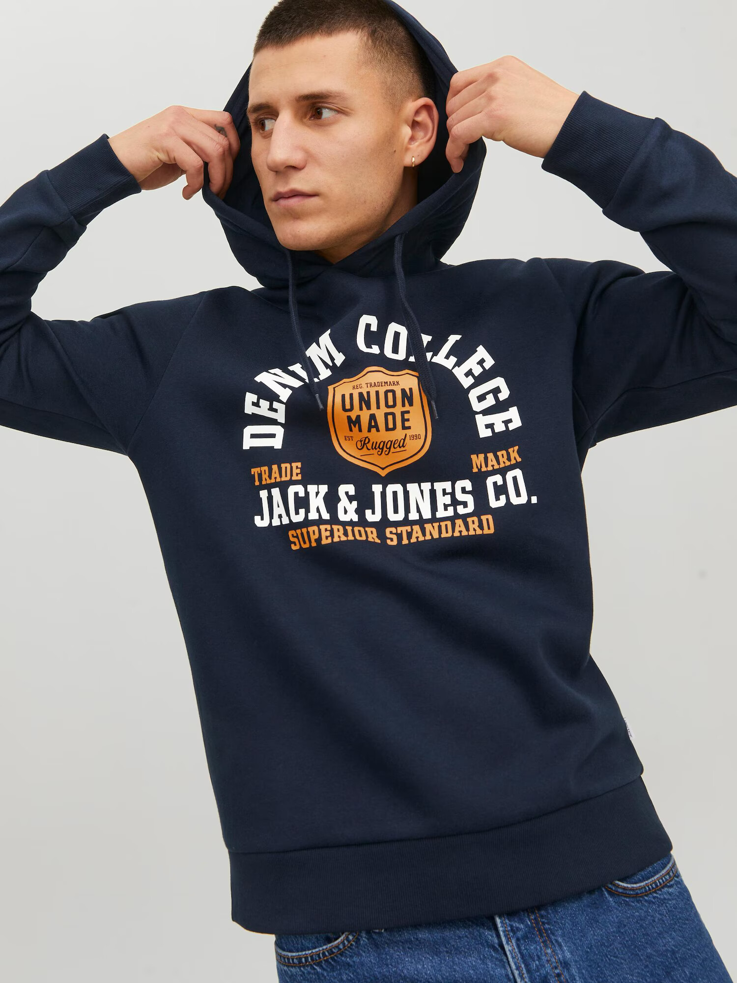 JACK & JONES Bluză de molton albastru / portocaliu / alb - Pled.ro