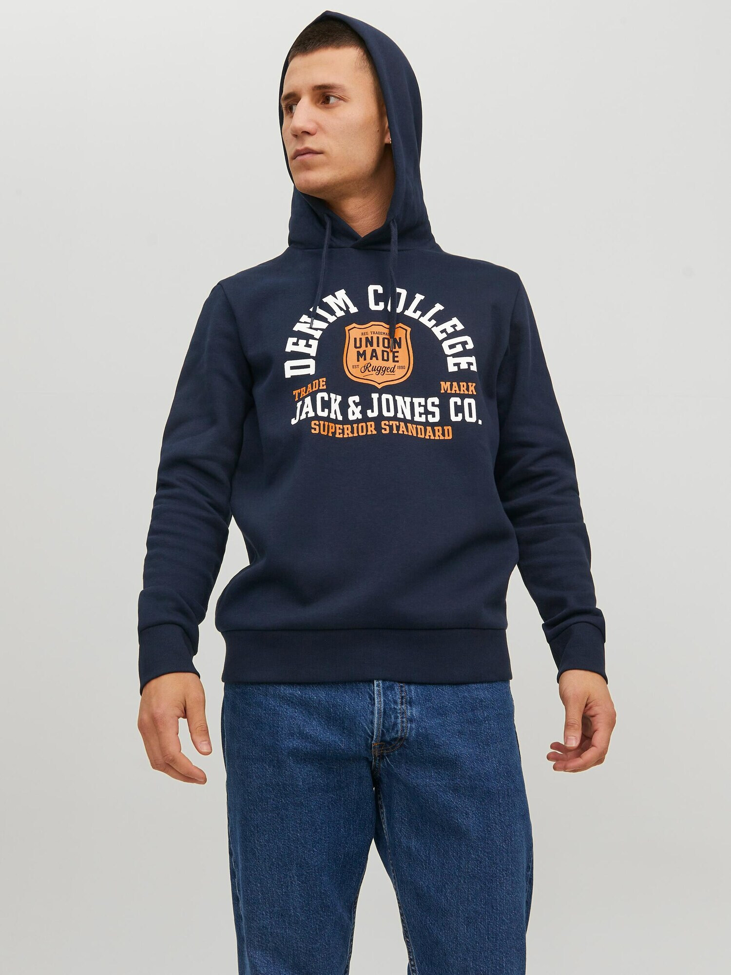 JACK & JONES Bluză de molton albastru / portocaliu / alb - Pled.ro