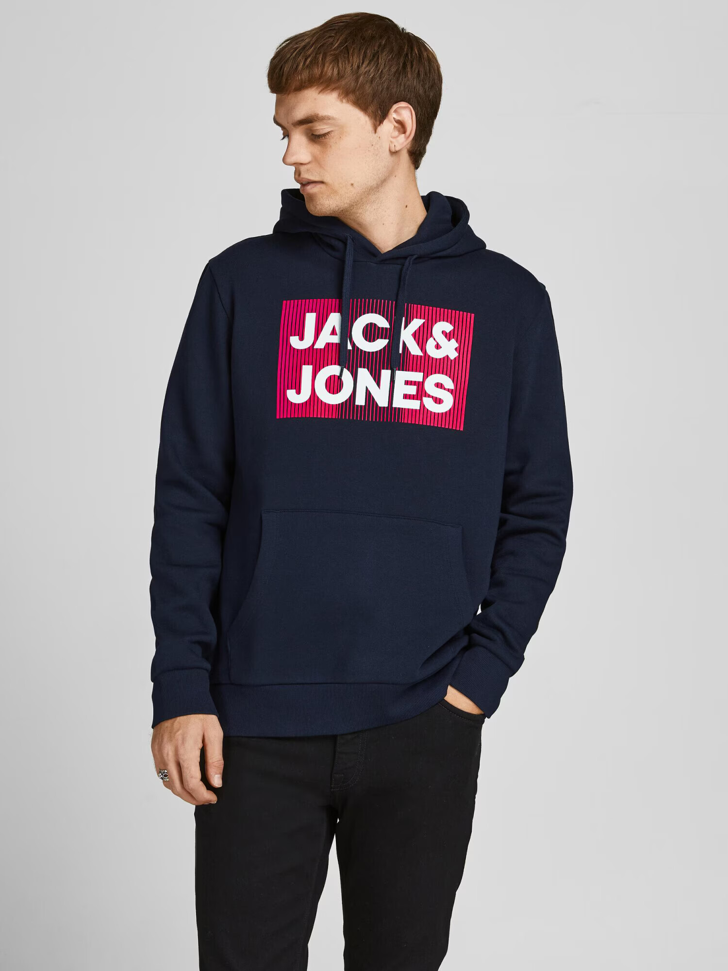 JACK & JONES Bluză de molton albastru noapte / roșu / alb - Pled.ro