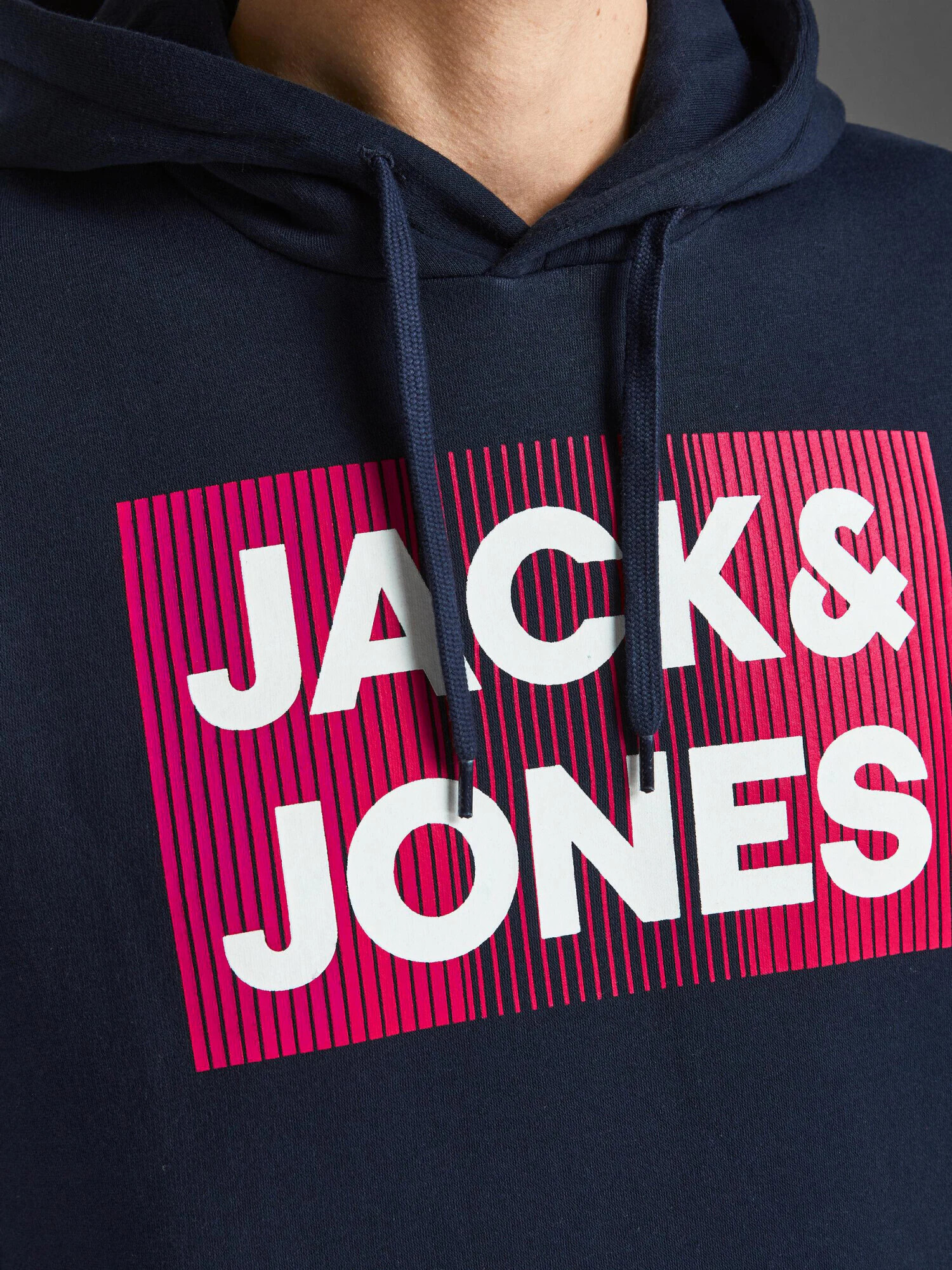 JACK & JONES Bluză de molton albastru noapte / roșu / alb - Pled.ro