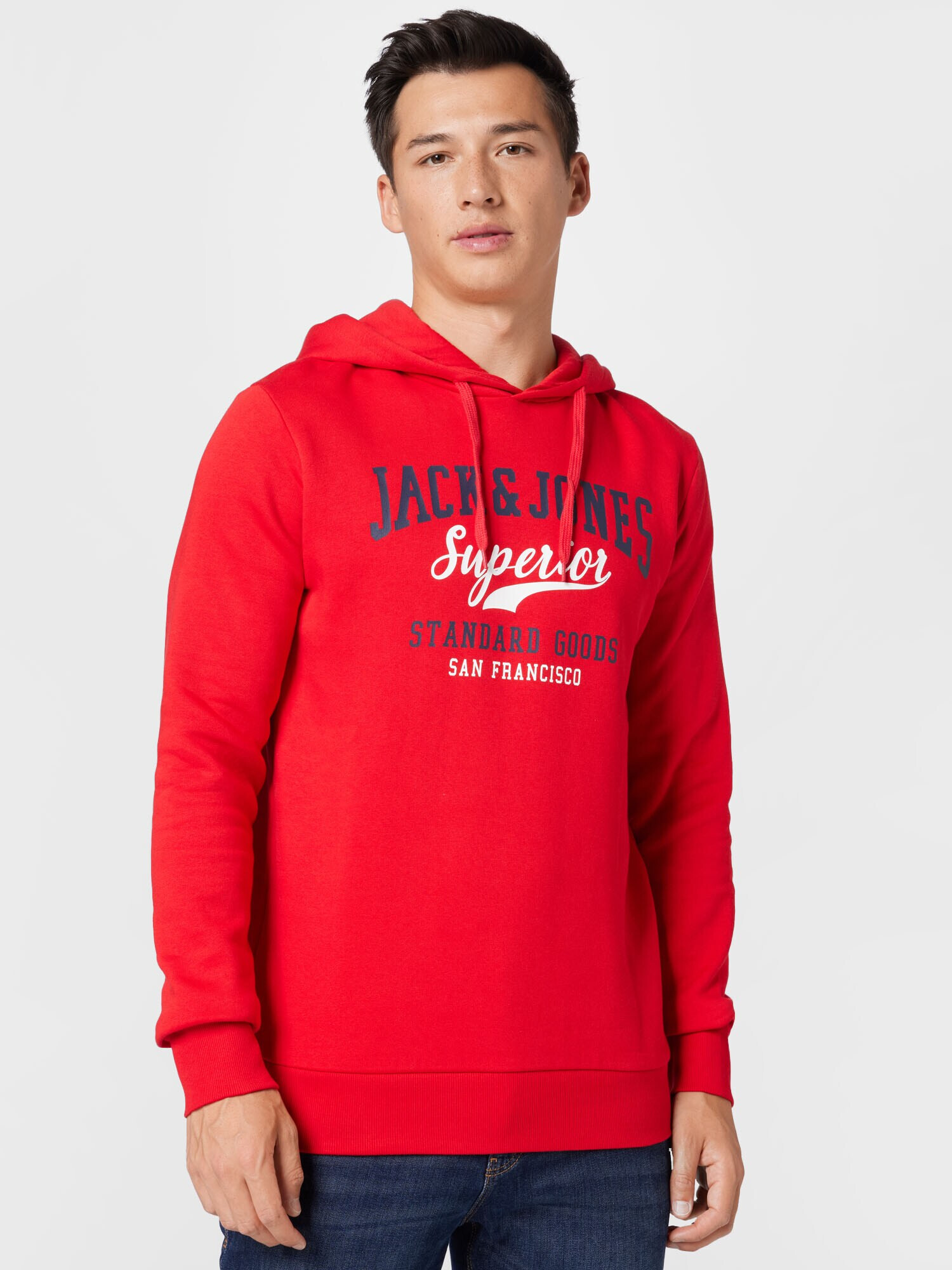 JACK & JONES Bluză de molton albastru noapte / roșu / alb - Pled.ro