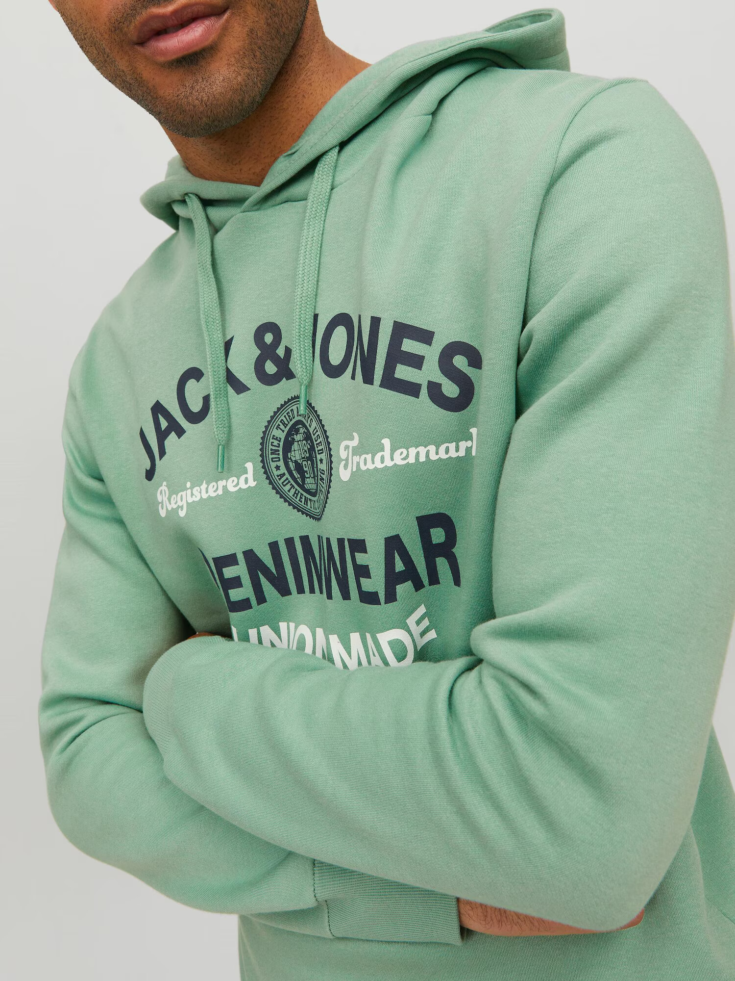 JACK & JONES Bluză de molton albastru noapte / verde deschis / alb - Pled.ro