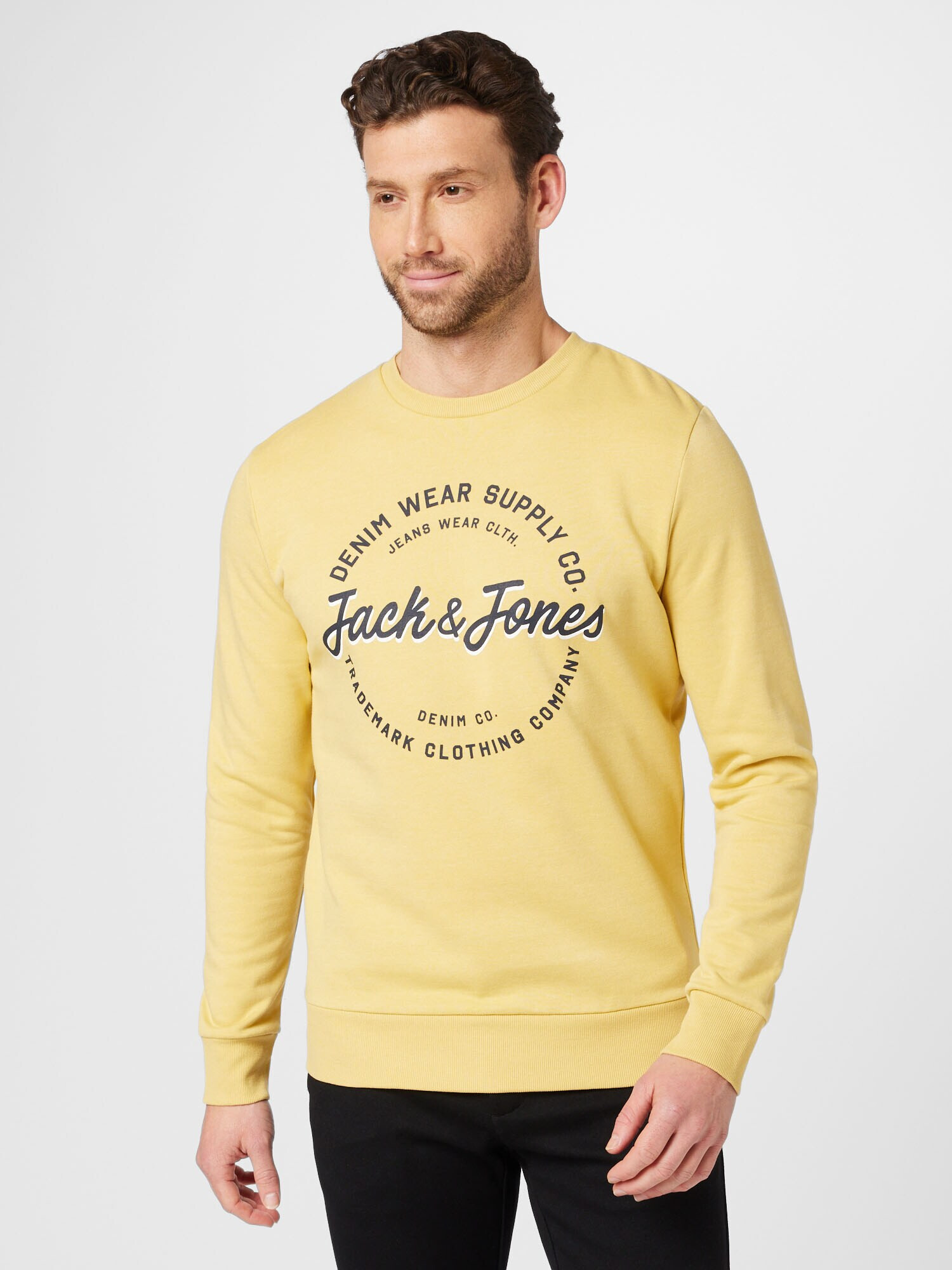 JACK & JONES Bluză de molton 'ANDY' bleumarin / galben deschis - Pled.ro