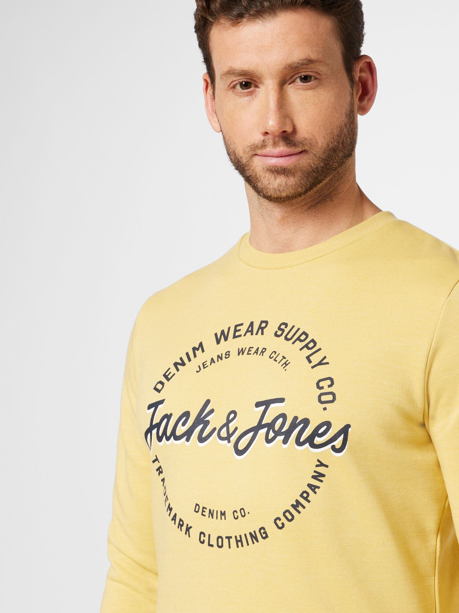 JACK & JONES Bluză de molton 'ANDY' bleumarin / galben deschis - Pled.ro