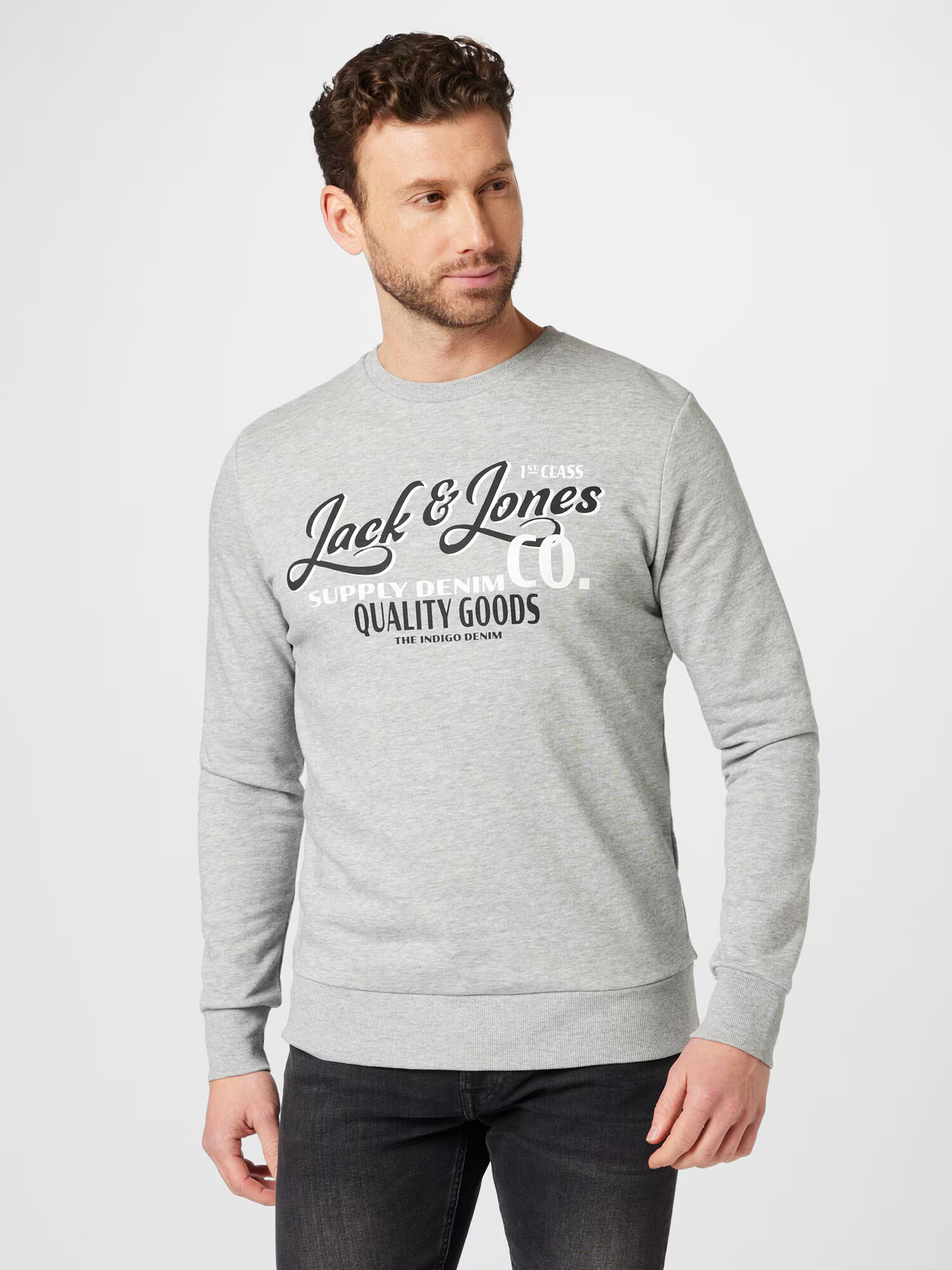 JACK & JONES Bluză de molton 'ANDY' gri amestecat / negru / alb - Pled.ro