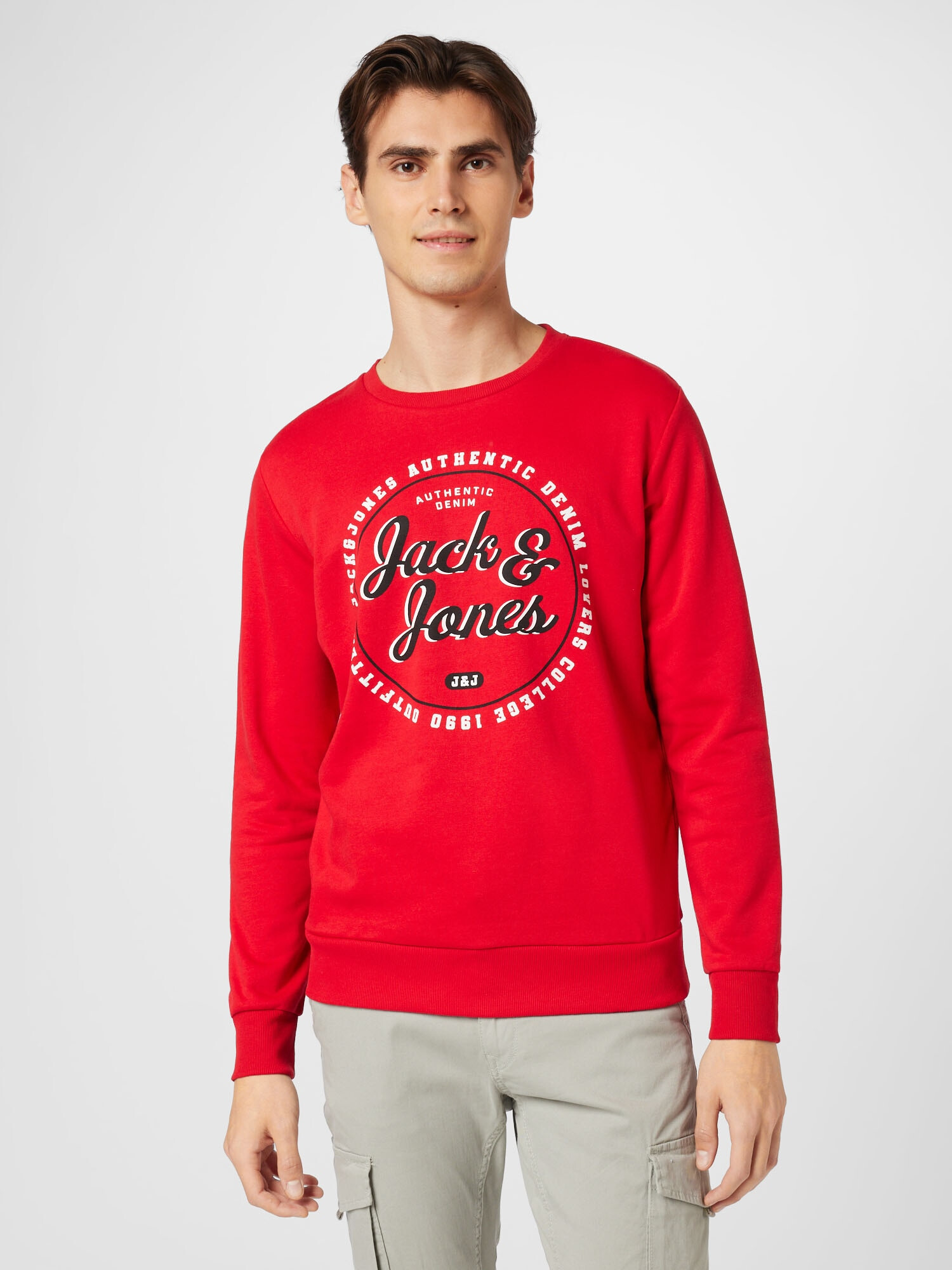 JACK & JONES Bluză de molton 'Andy' roșu / negru / alb - Pled.ro