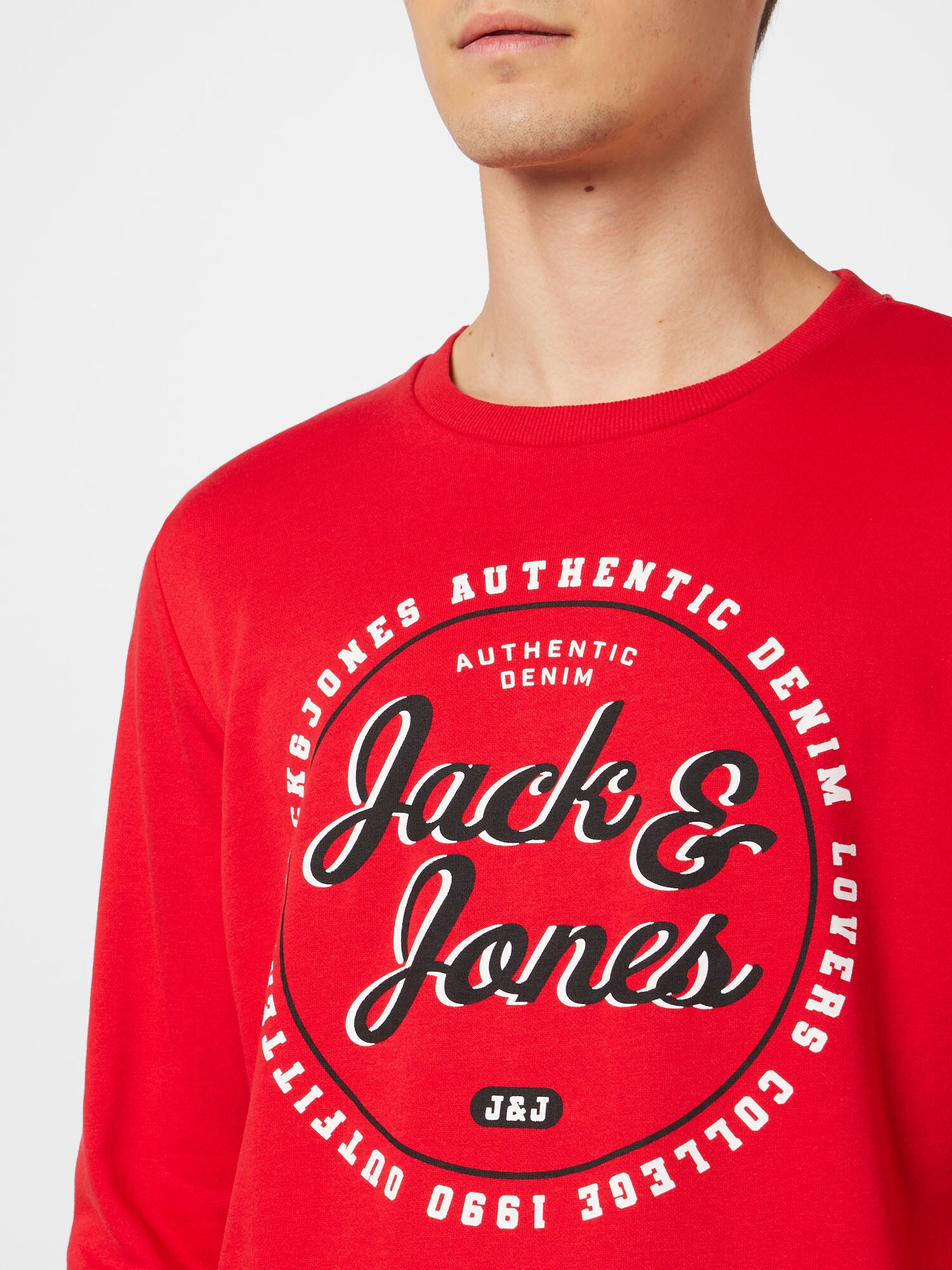 JACK & JONES Bluză de molton 'Andy' roșu / negru / alb - Pled.ro