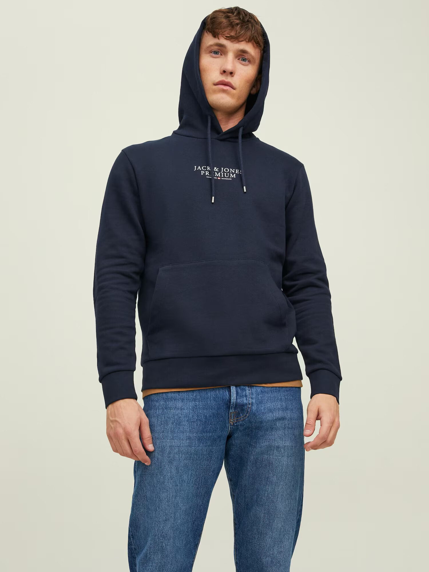 JACK & JONES Bluză de molton 'Archie' bleumarin / alb - Pled.ro