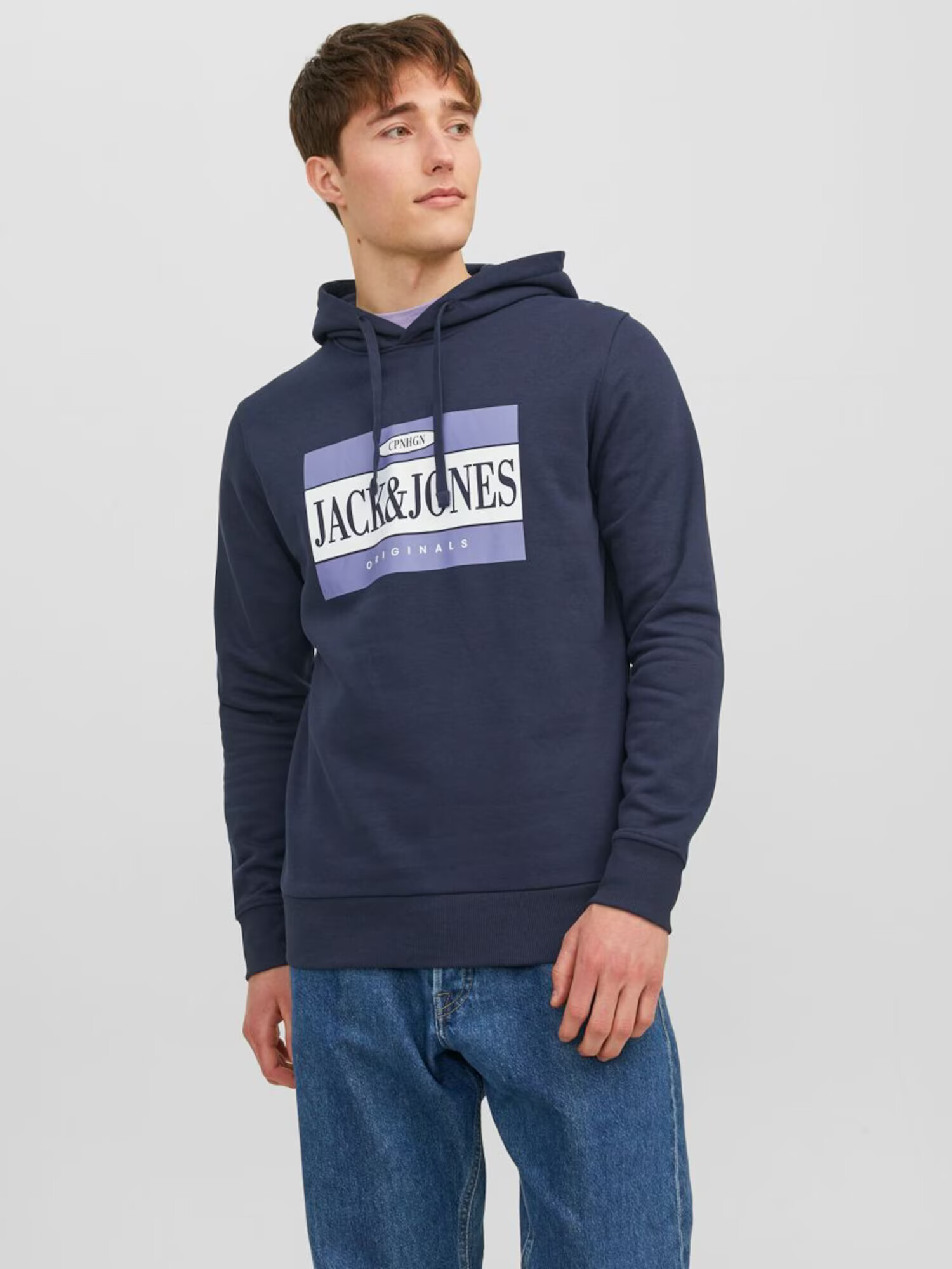 JACK & JONES Bluză de molton 'ARTHUR' albastru / mov deschis / alb - Pled.ro