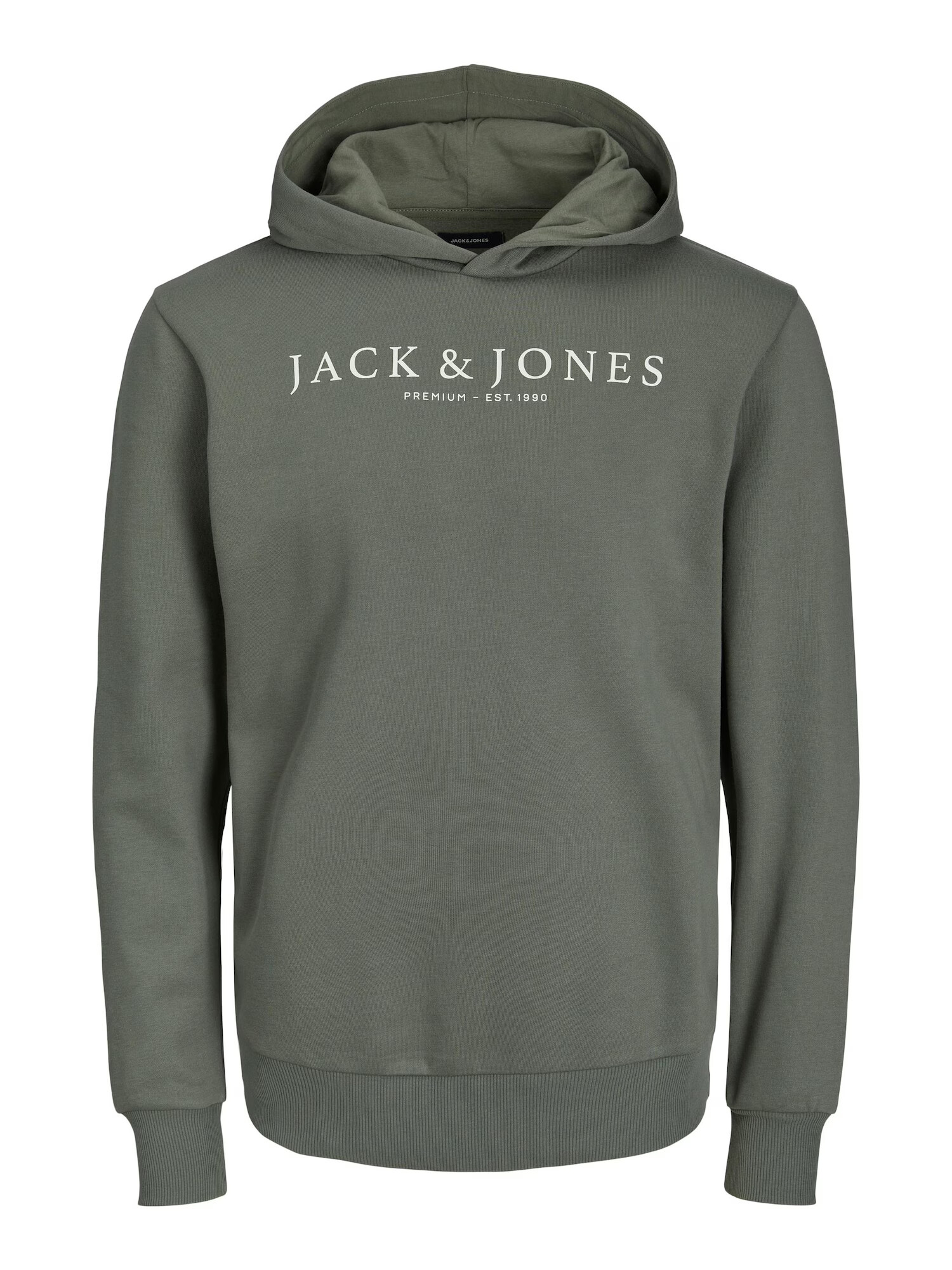 JACK & JONES Bluză de molton 'AUGUST' kaki / alb - Pled.ro