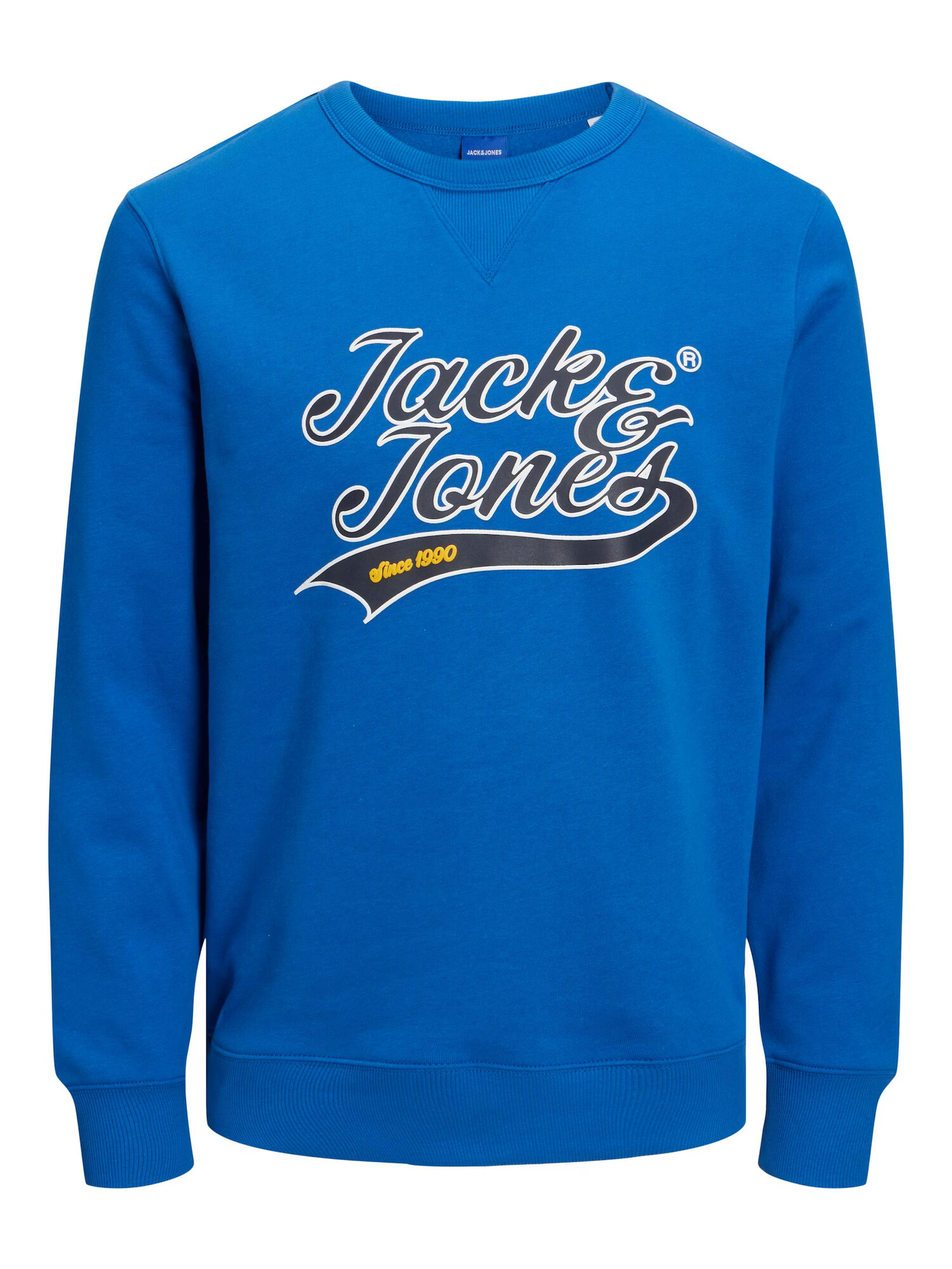 JACK & JONES Bluză de molton 'BECKS' albastru marin / galben auriu / negru / alb - Pled.ro