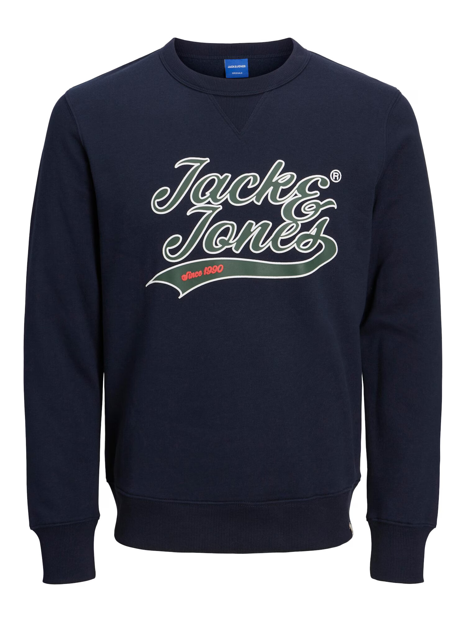 JACK & JONES Bluză de molton 'BECKS' bleumarin / verde pin / roșu orange / alb - Pled.ro