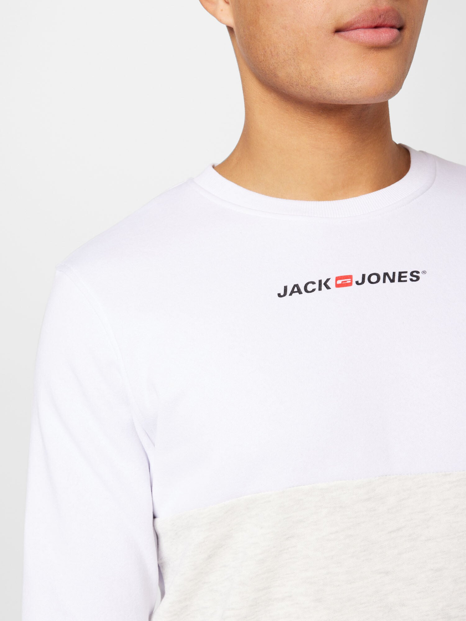 JACK & JONES Bluză de molton bej amestecat / negru / alb - Pled.ro