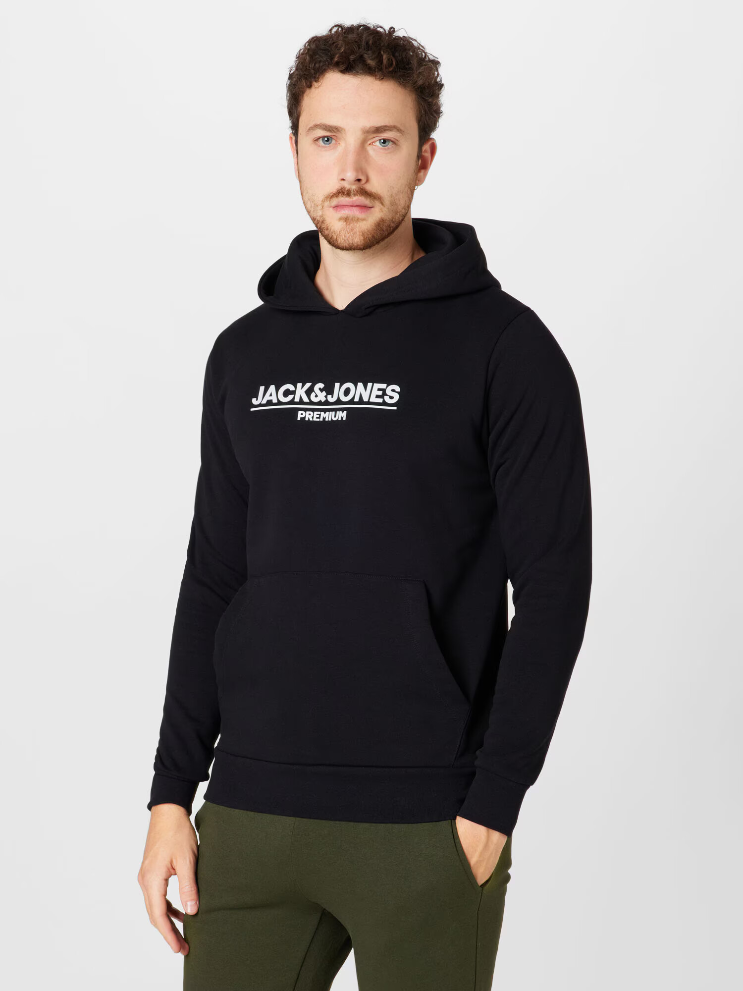 JACK & JONES Bluză de molton 'BLAJADON' negru / alb - Pled.ro