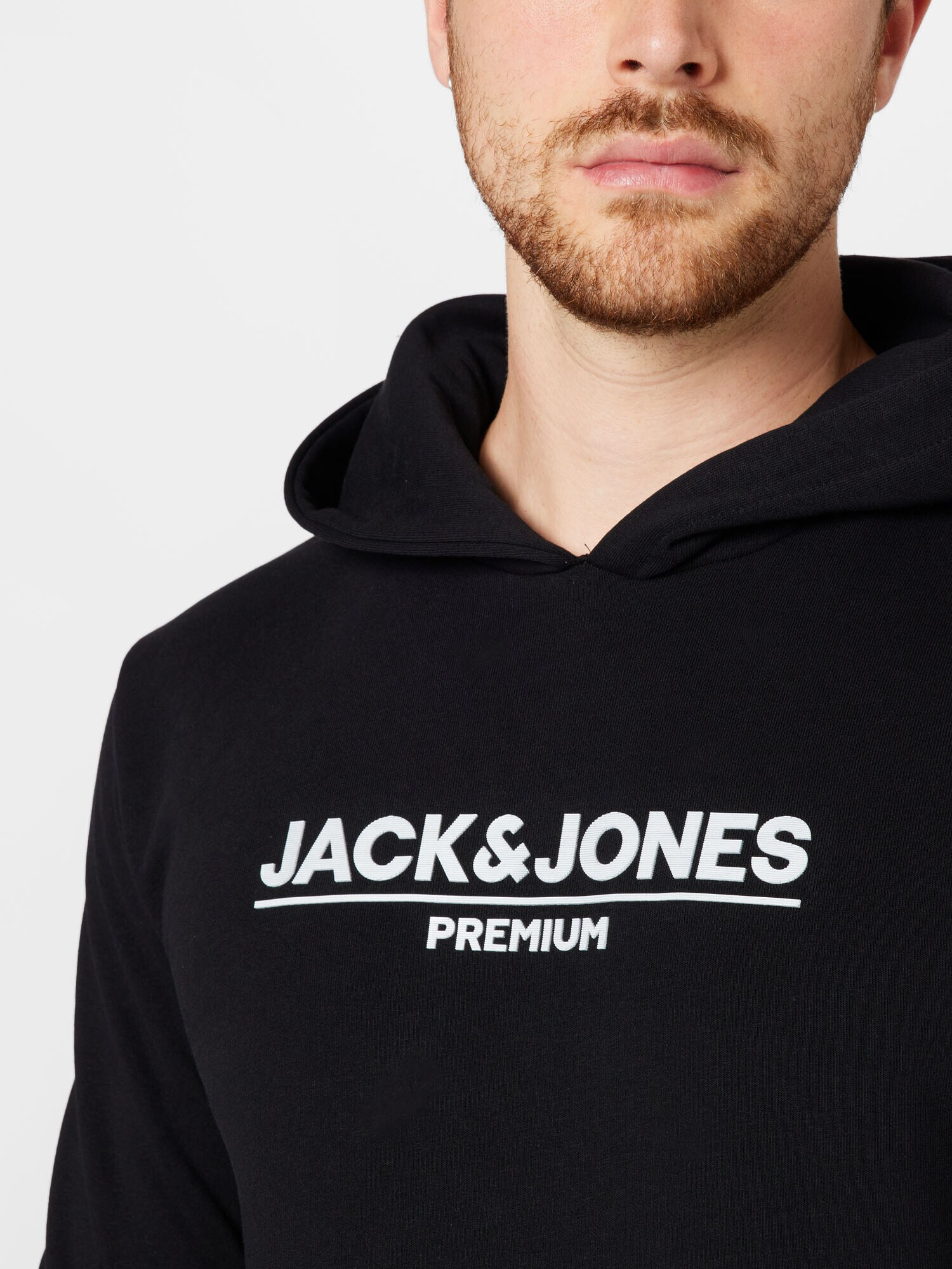 JACK & JONES Bluză de molton 'BLAJADON' negru / alb - Pled.ro