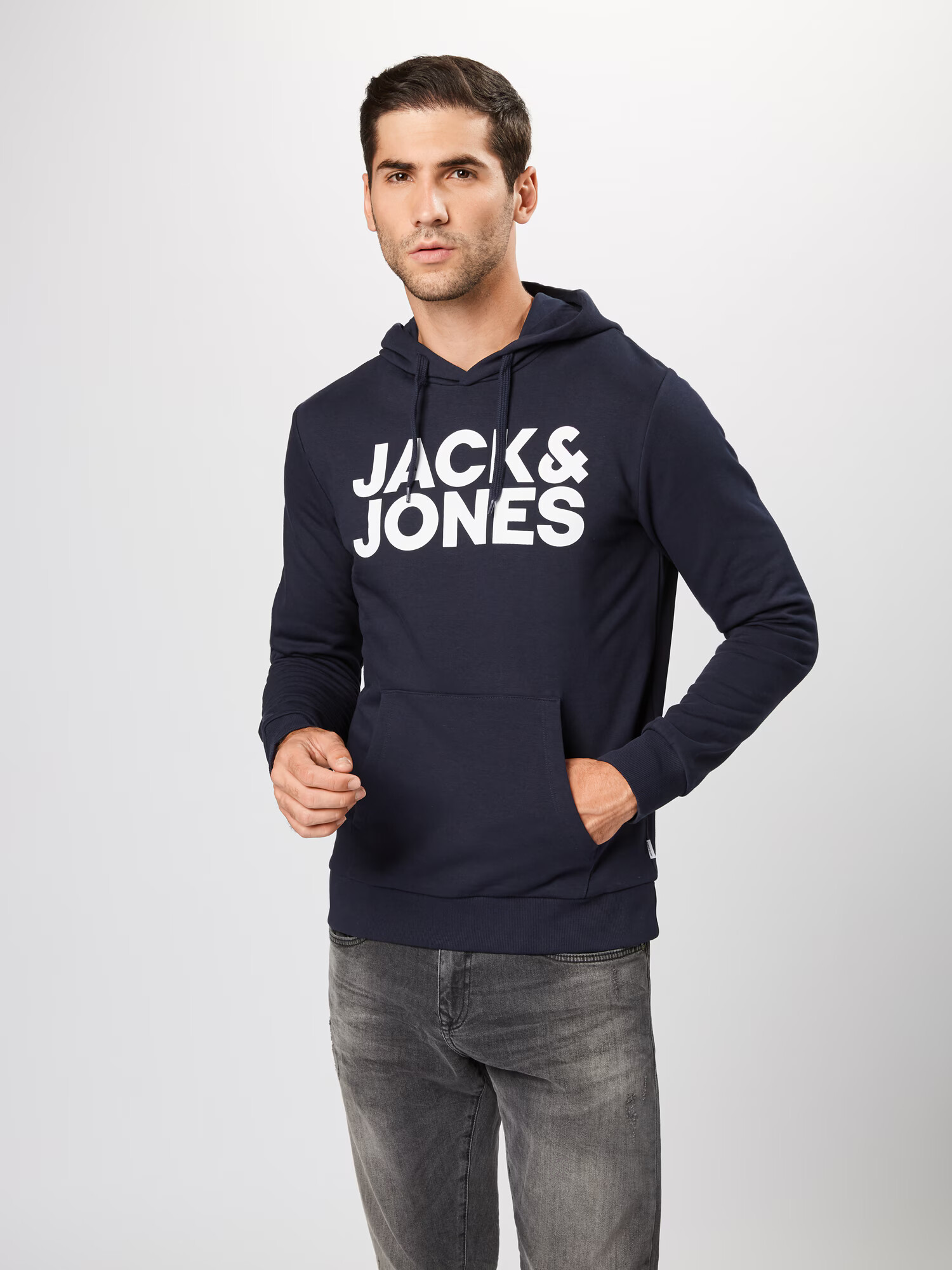 JACK & JONES Bluză de molton bleumarin / alb - Pled.ro