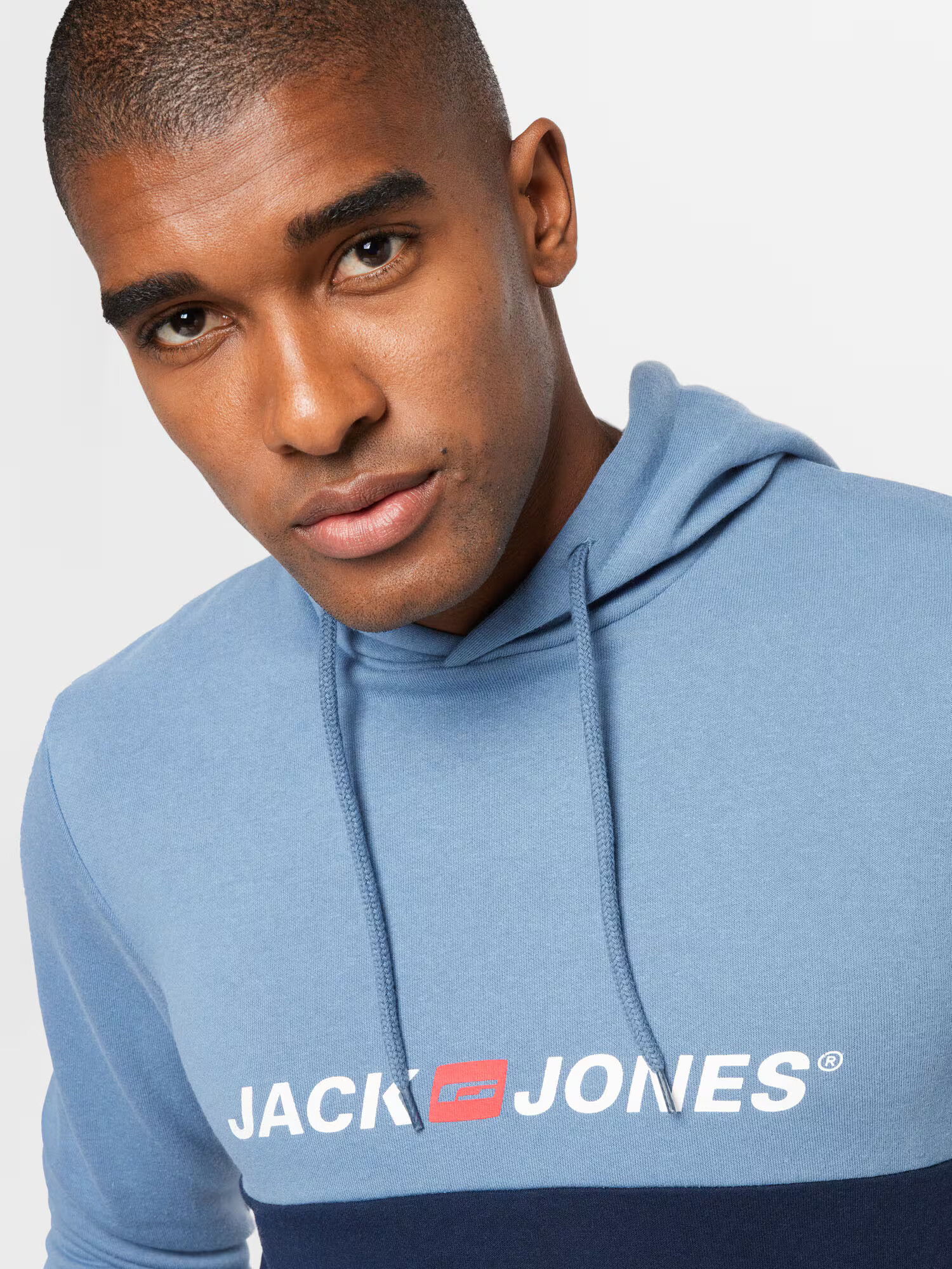 JACK & JONES Bluză de molton bleumarin / albastru fumuriu / roșu / alb - Pled.ro