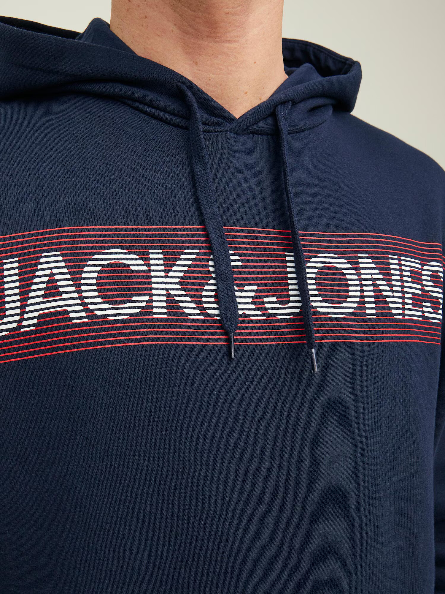 JACK & JONES Bluză de molton bleumarin / roșu / alb - Pled.ro