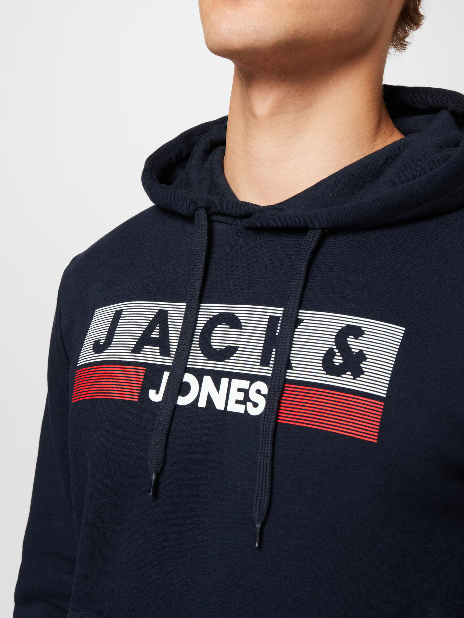 JACK & JONES Bluză de molton bleumarin / roșu / alb - Pled.ro