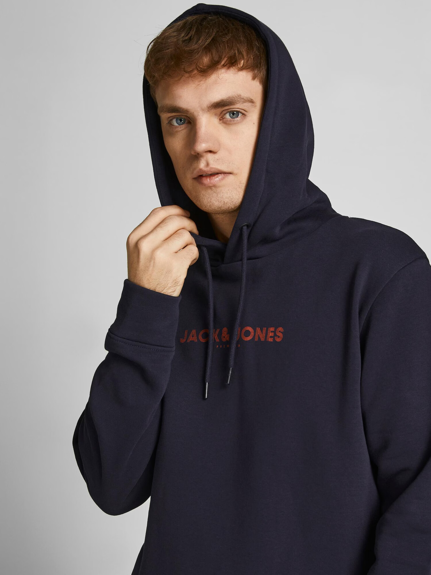 JACK & JONES Bluză de molton 'Booster' bleumarin / roșu ruginiu - Pled.ro