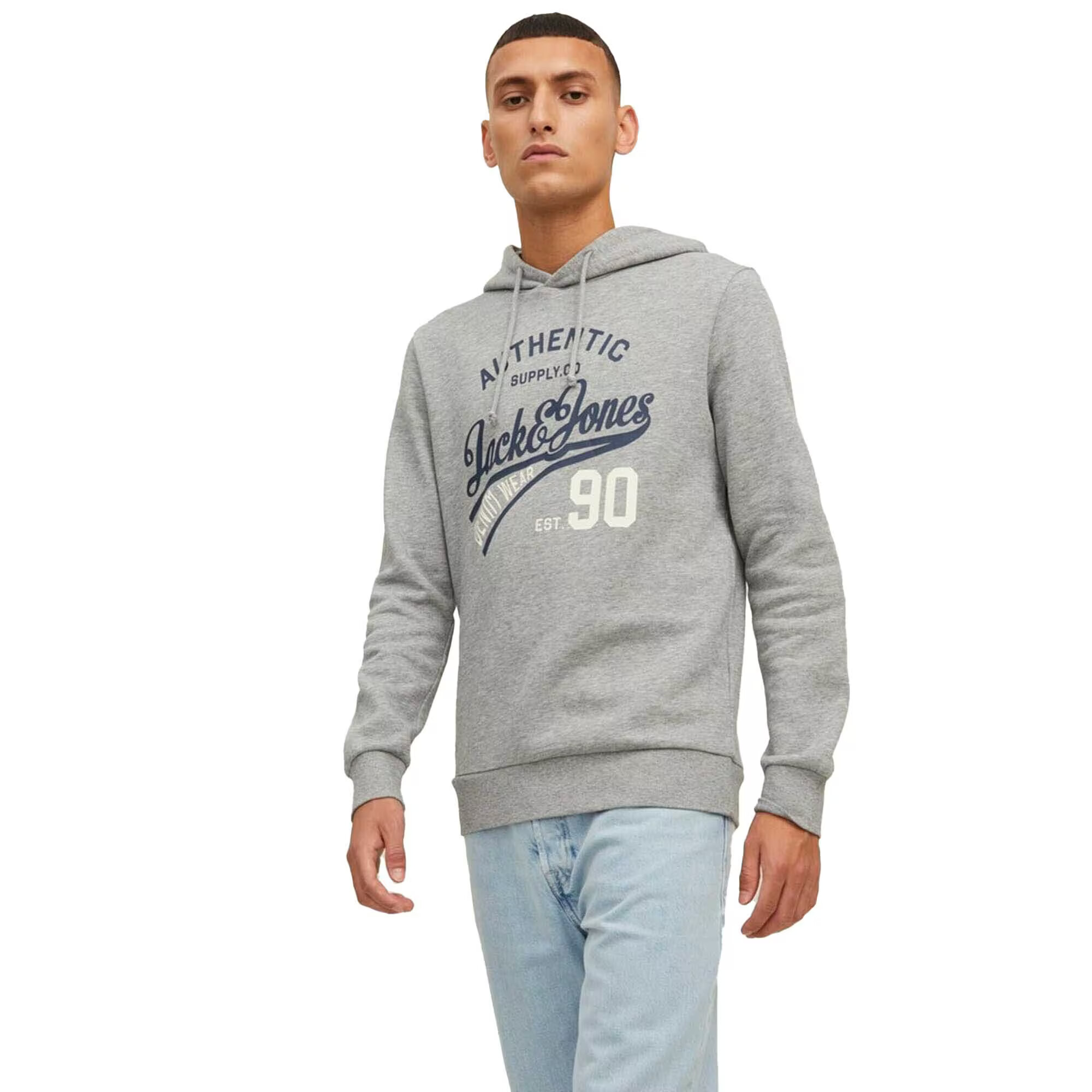 JACK & JONES Bluză de molton 'Ethan' bleumarin / gri amestecat / roșu / alb - Pled.ro