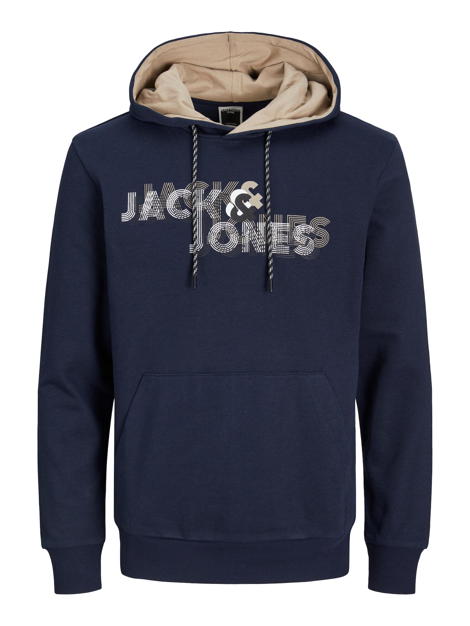 JACK & JONES Bluză de molton 'Friday' nisipiu / bleumarin / negru / alb - Pled.ro