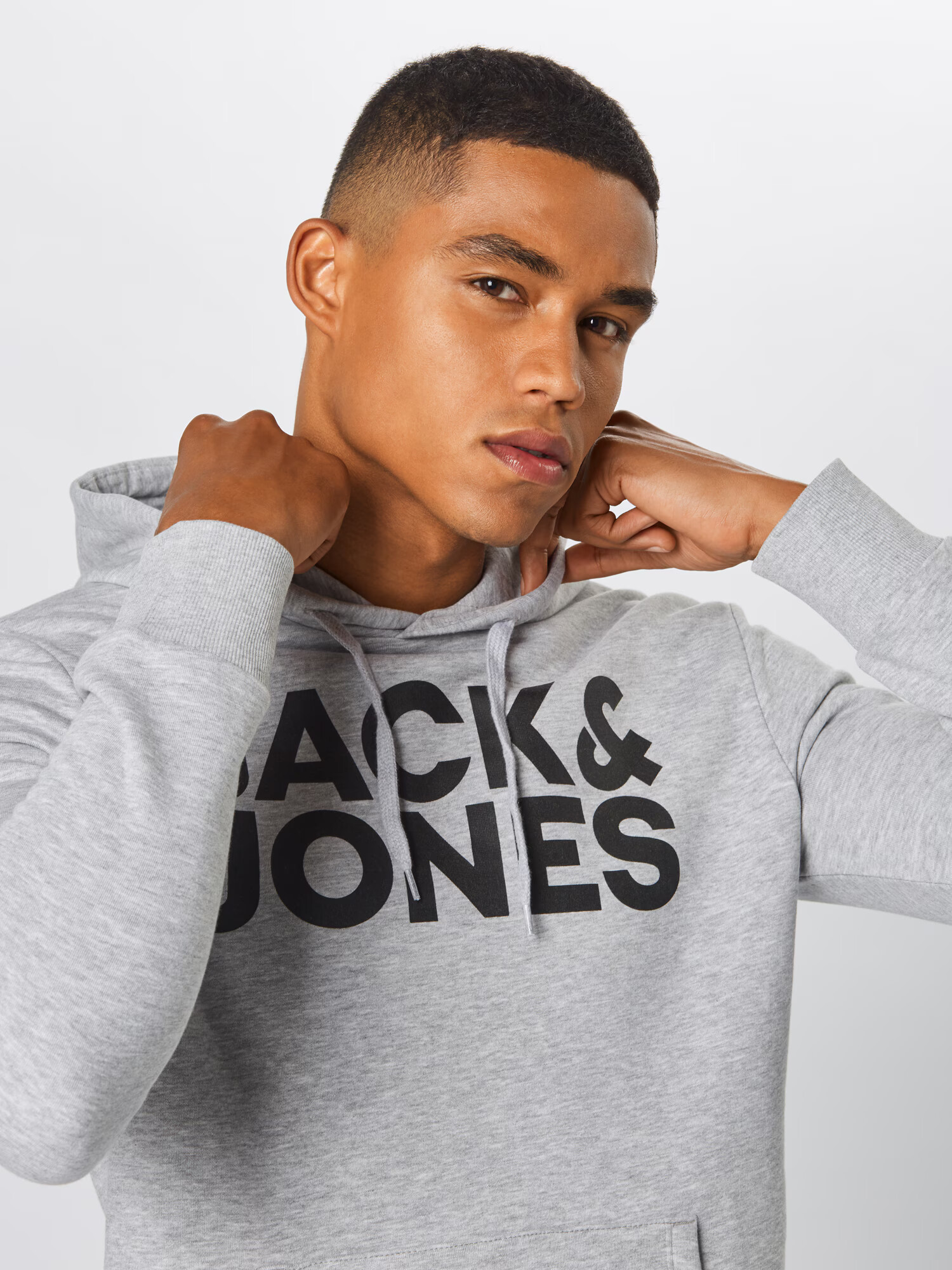 JACK & JONES Bluză de molton gri deschis / negru - Pled.ro