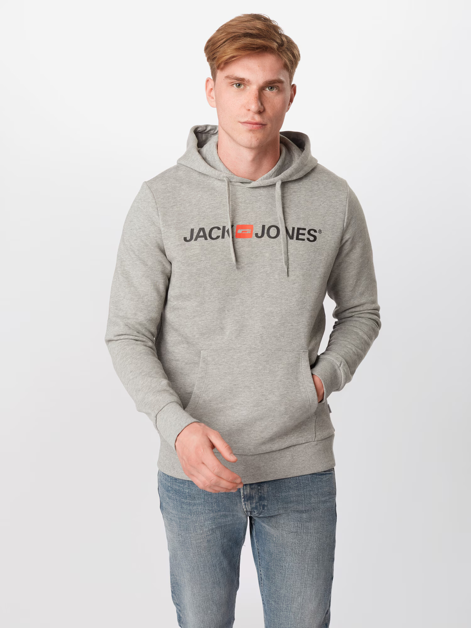 JACK & JONES Bluză de molton gri amestecat / portocaliu / negru - Pled.ro