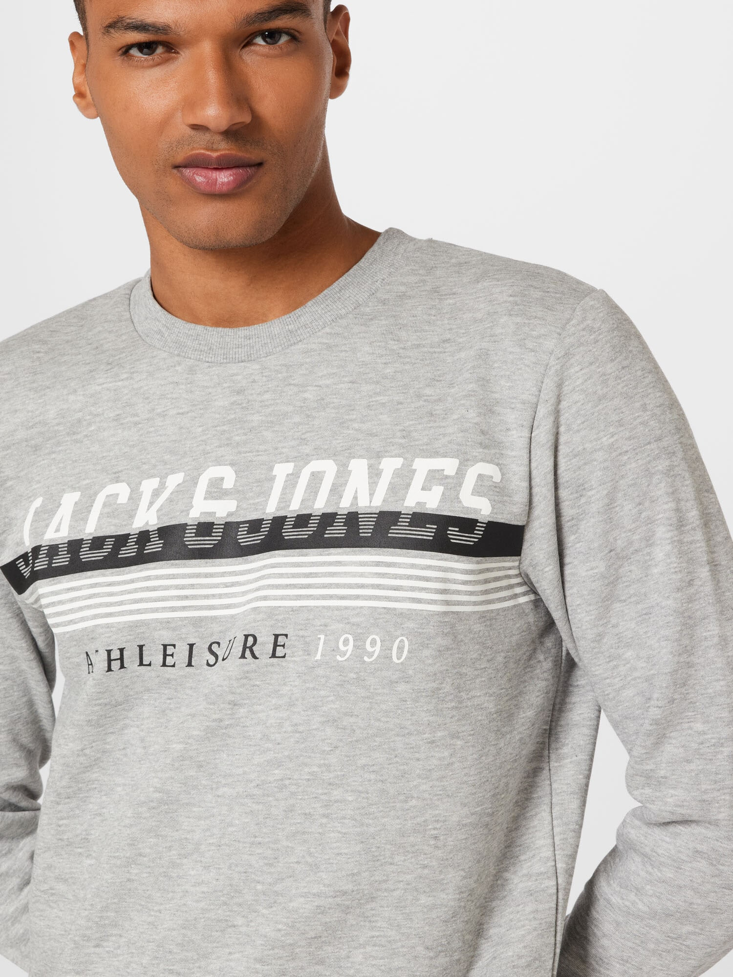 JACK & JONES Bluză de molton 'Iron' gri amestecat / negru / alb - Pled.ro