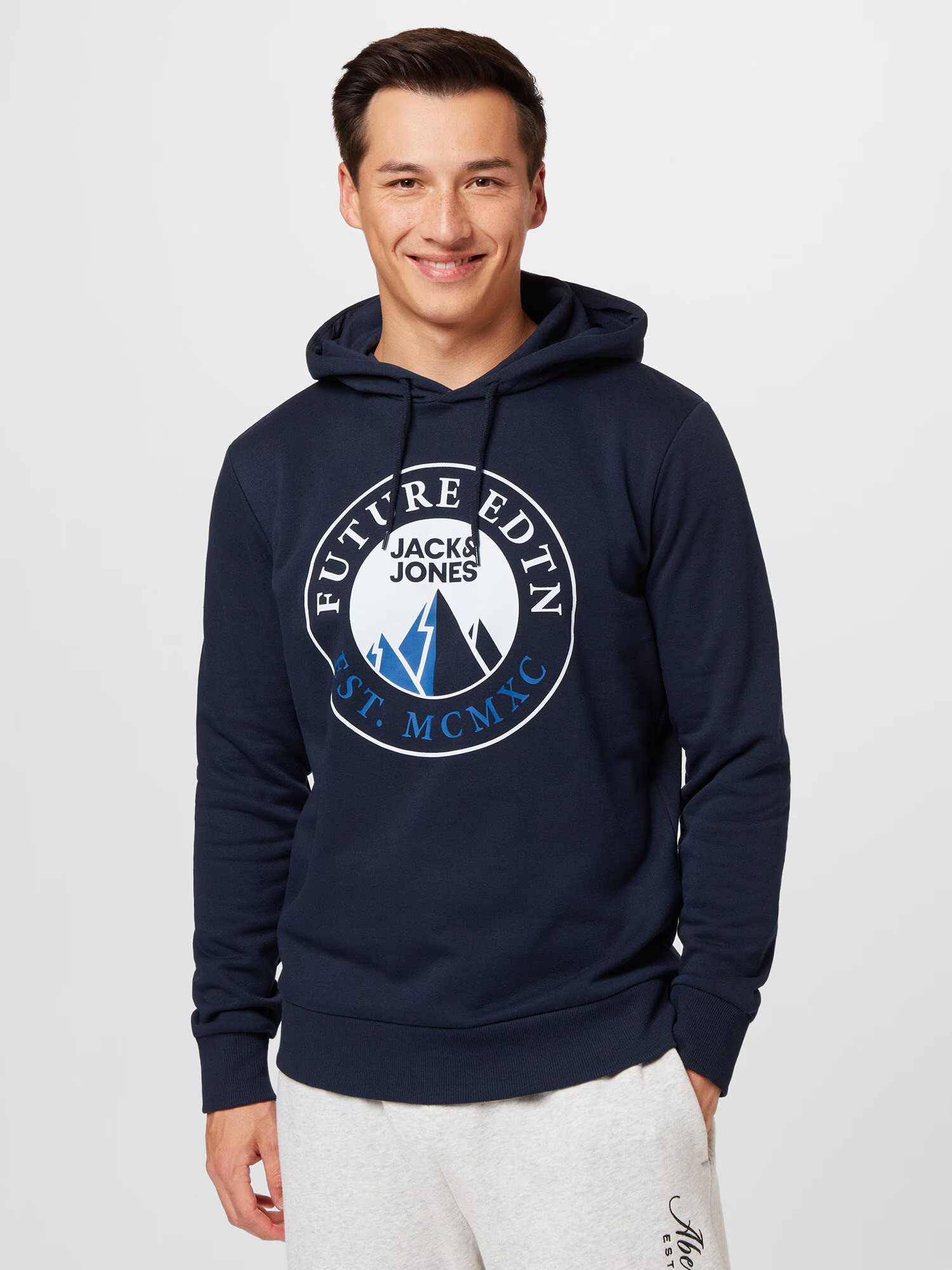 JACK & JONES Bluză de molton 'ISIAH' albastru / bleumarin / alb - Pled.ro