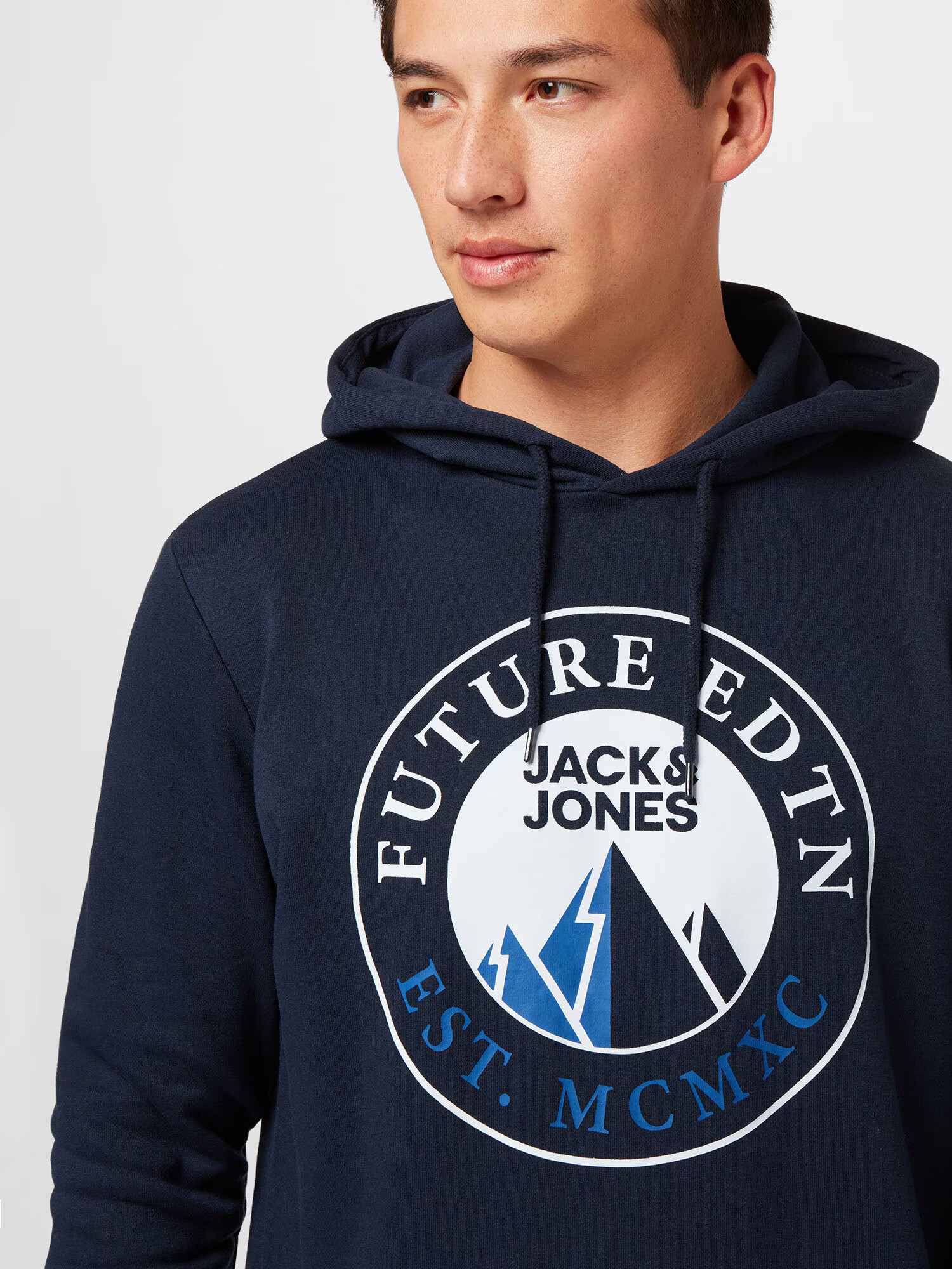 JACK & JONES Bluză de molton 'ISIAH' albastru / bleumarin / alb - Pled.ro