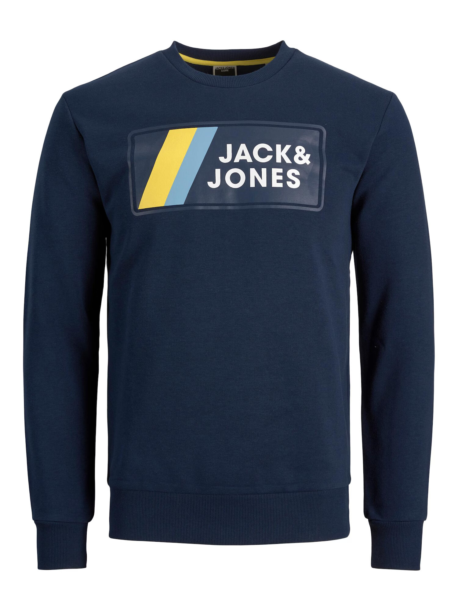 JACK & JONES Bluză de molton 'JAKE' bleumarin / albastru deschis / galben / alb - Pled.ro