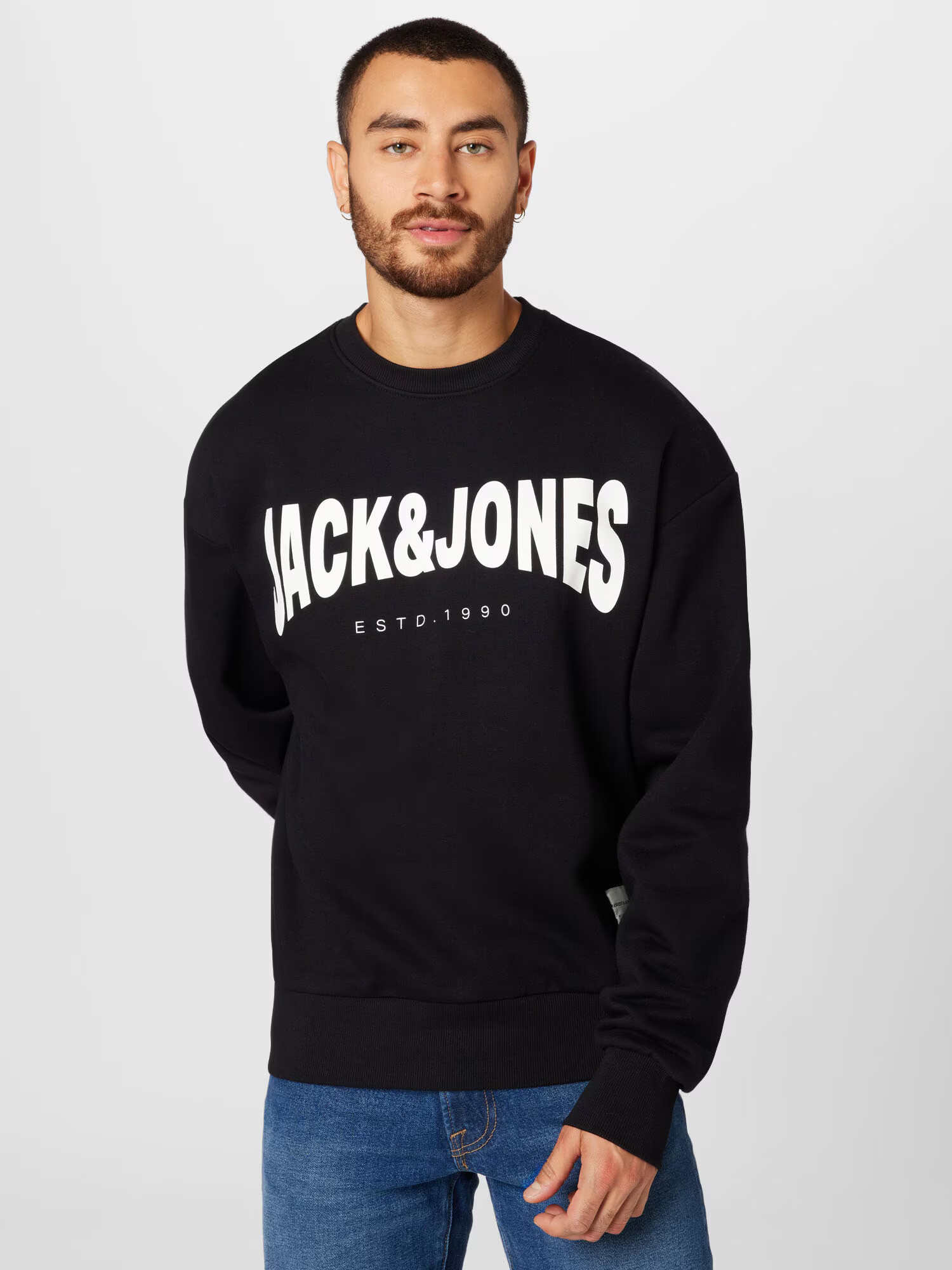 JACK & JONES Bluză de molton 'JORARCH' negru / alb - Pled.ro